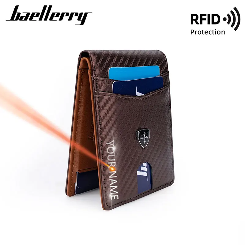 Новые простые тонкие мужские кошельки Baellerry с технологией RFID, держатели для карт, мужские кошельки с бесплатной гравировкой имени, держатель для фотографий, зажимы для карт для мужчин из углеродного волокна
Новые простые тонкие мужские кошельки Baellerry с технологией RFID, держатели для карт, мужские кошельки с бесплатной гравировкой имени, держатель для фотографий, зажимы для карт для мужчин из углеродного волокна