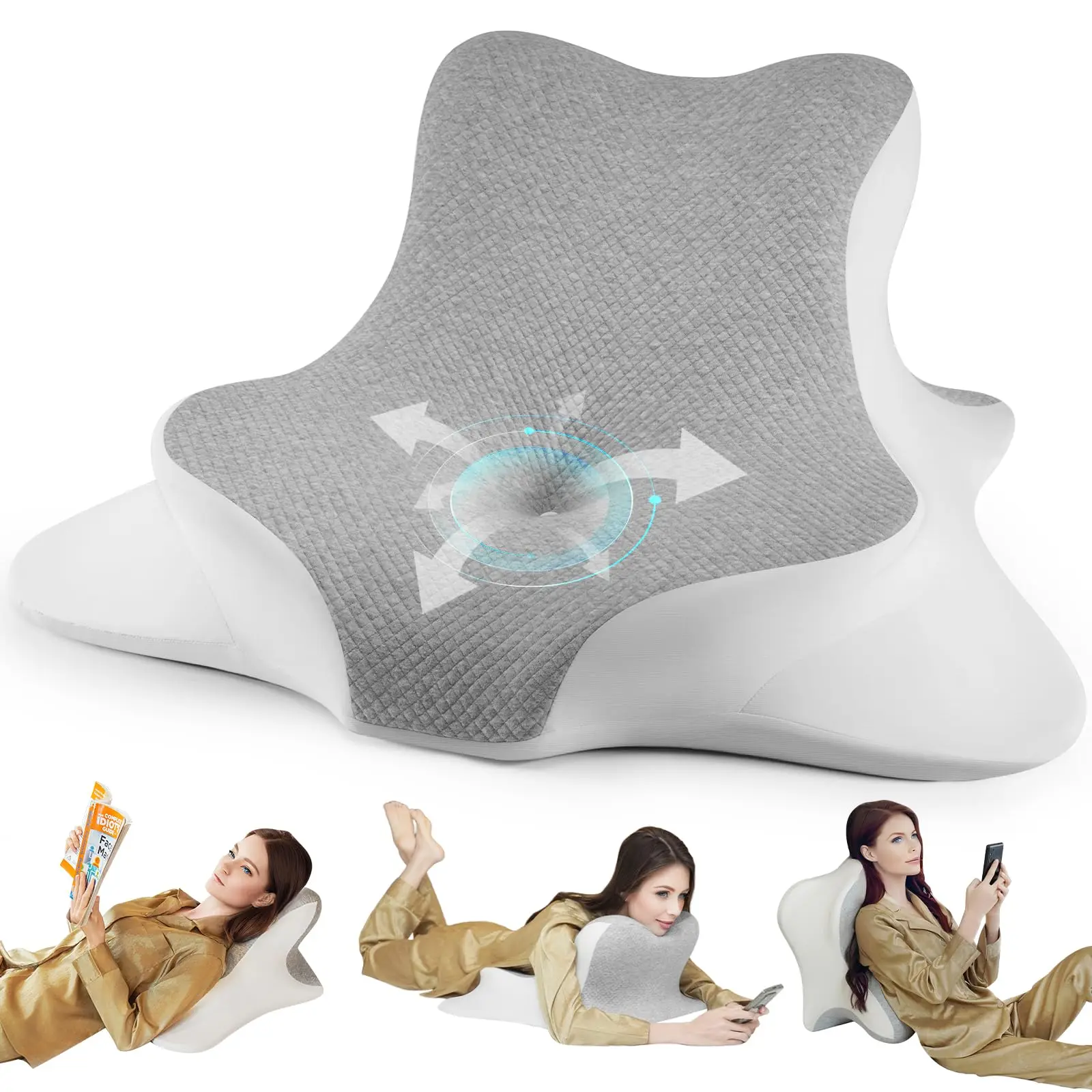 Cervical Pillow for Neck Pain Relief - Cooling Ergonomic Memory Foam Pillow with Arm Rest Slot & Ice Silk Pillowcase, Dual-Heigh
Cervical Pillow for Neck Pain Relief - Cooling Ergonomic Memory Foam Pillow with Arm Rest Slot & Ice Silk Pillowcase, Dual-Heigh