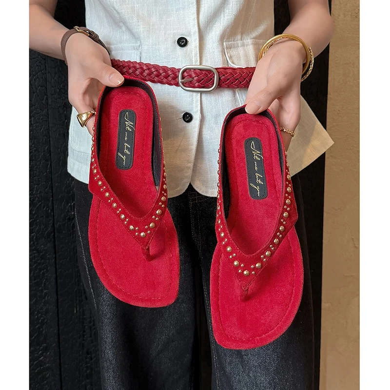  Genuine Leather Sheepskin Suede Women Sandals,Rivet Flip Flops T-Strap Open Toe Summer Women Slippers,Fashion Women's Shoes
Genuine Leather Sheepskin Suede Women Sandals,Rivet Flip Flops T-Strap Open Toe Summer Women Slippers,Fashion Women's Shoes