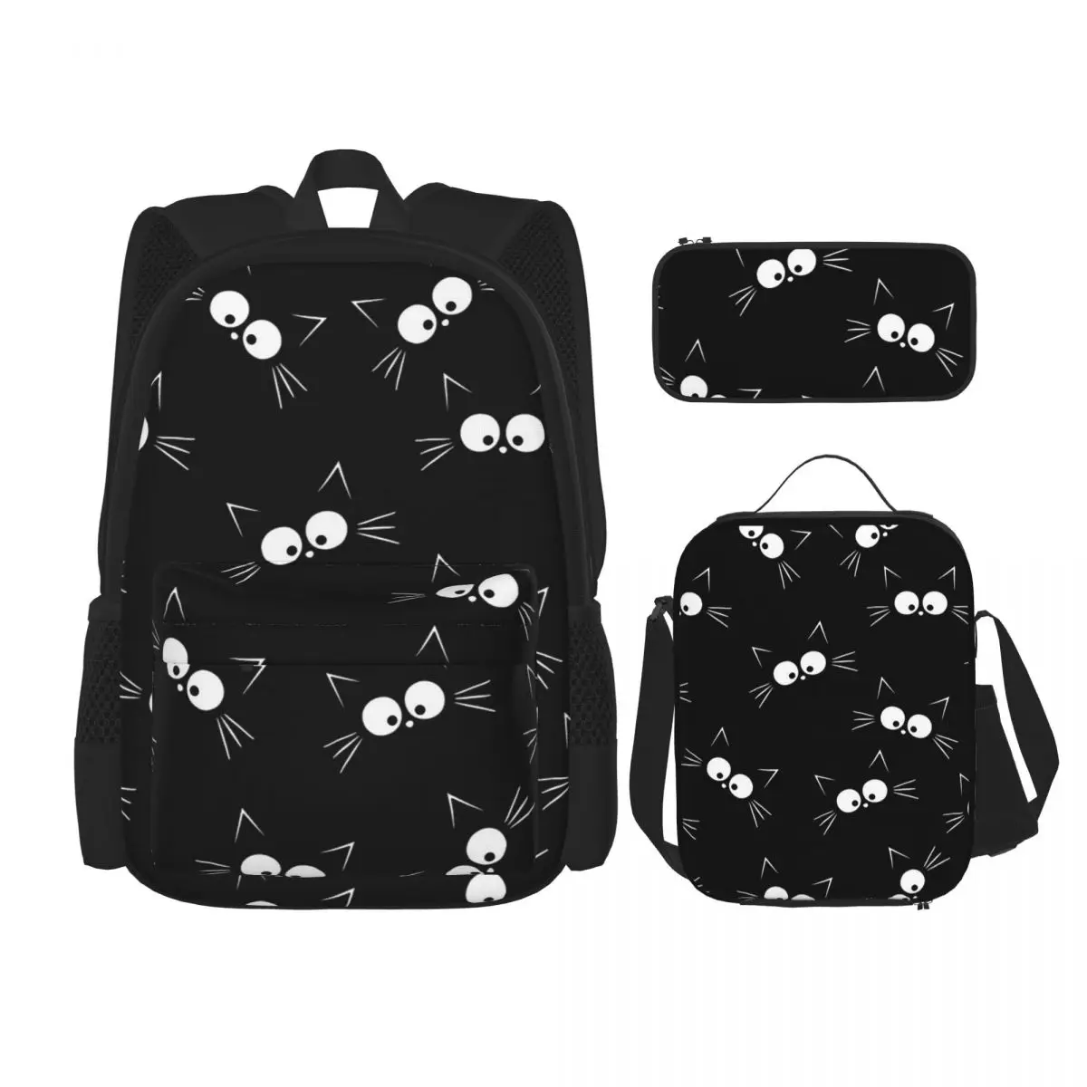 Cute Black Cat Pattern Backpacks Boys Girls Bookbag School Bags Rucksack Lunch Bag Pen Bag Three-Piece Set
Cute Black Cat Pattern Backpacks Boys Girls Bookbag School Bags Rucksack Lunch Bag Pen Bag Three-Piece Set