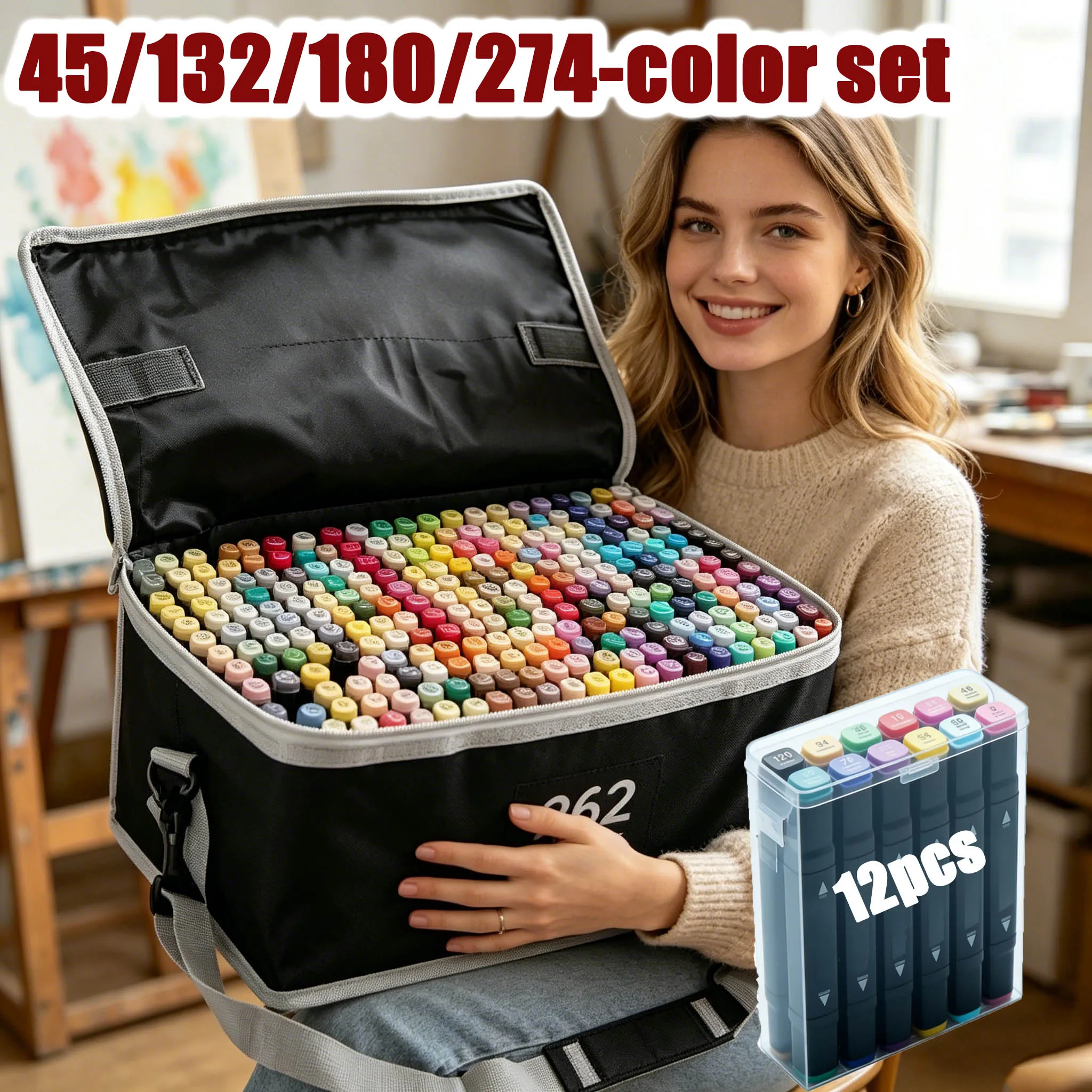 Art Dual-Head Marker Set 45/132/180/274 Colors for Illustration Sketching Greeting Cards Office DIY Handcraft
Art Dual-Head Marker Set 45/132/180/274 Colors for Illustration Sketching Greeting Cards Office DIY Handcraft