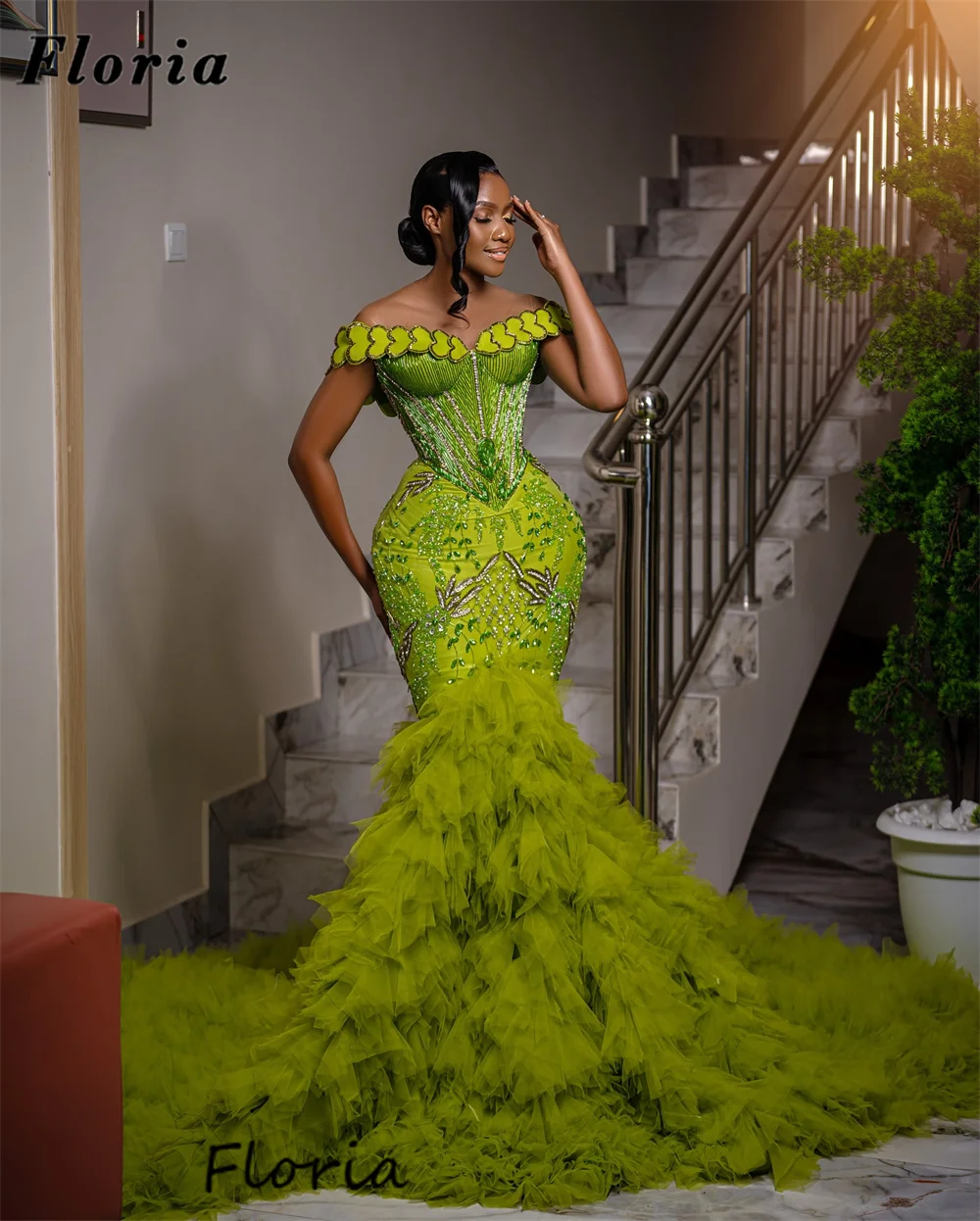 African Green Off Shoulder Beaded Evening Dresses Aso Ebi Tiered Skirt Engagement Party Dress Vestidos De Cóctel Customized
African Green Off Shoulder Beaded Evening Dresses Aso Ebi Tiered Skirt Engagement Party Dress Vestidos De Cóctel Customized