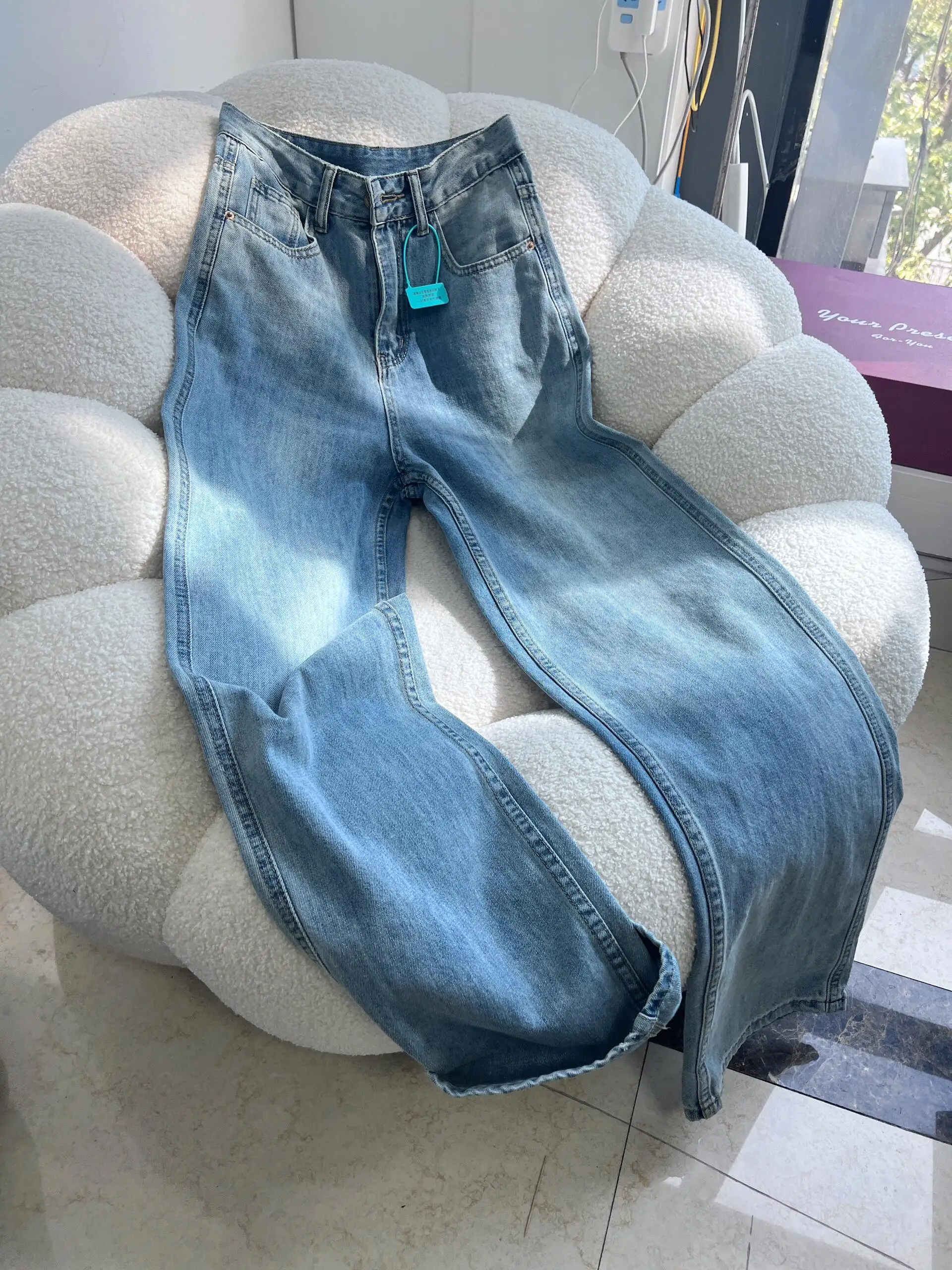 Blue High Waist Wide Leg Skinny Denim Jeans Women's Commute Versatile Loose Slimming Drapey Straight Long Pants
Blue High Waist Wide Leg Skinny Denim Jeans Women's Commute Versatile Loose Slimming Drapey Straight Long Pants