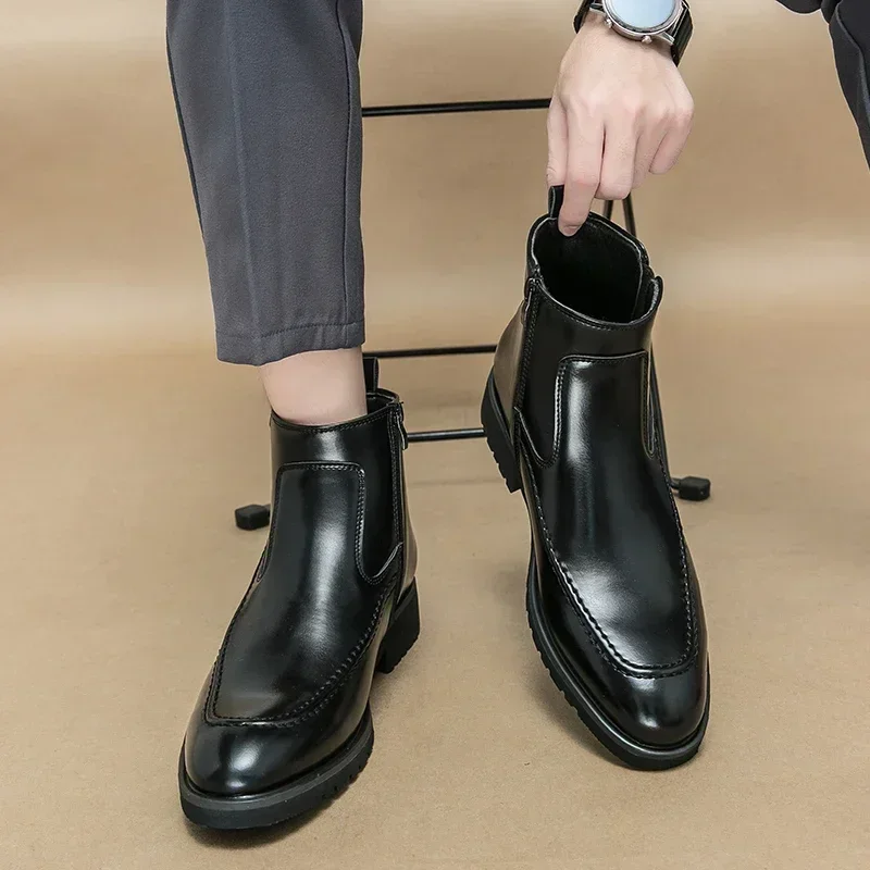 Brown Chelsea Boots Men Business Black Round Toe Zipper Slip-On Solid Men's Formal Boots Size 38-46
Brown Chelsea Boots Men Business Black Round Toe Zipper Slip-On Solid Men's Formal Boots Size 38-46