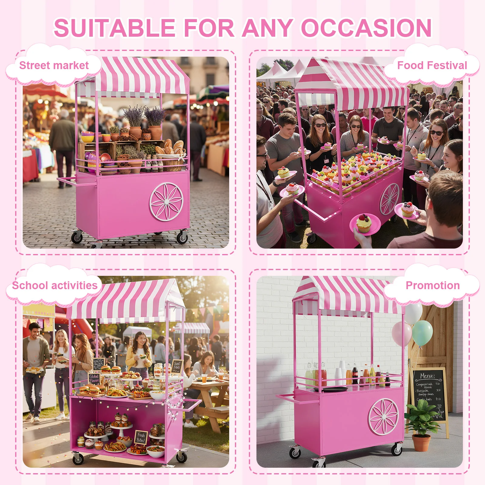 Тележка-витрина для конфет с запирающимися колесами, торговая тележка-киоск с навесом для торговых центров, мероприятий и улиц
Тележка-витрина для конфет с запирающимися колесами, торговая тележка-киоск с навесом для торговых центров, мероприятий и улиц