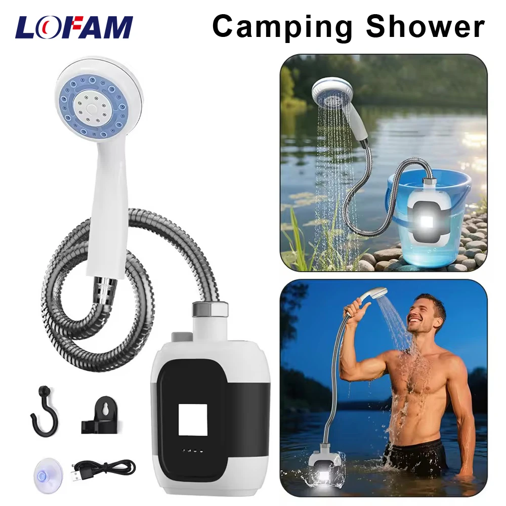 Portable Camping Shower with Light Outdoor Indoor Rechargeable Electric Shower Pump for Hiking People Bathing Car Dog Washing
Portable Camping Shower with Light Outdoor Indoor Rechargeable Electric Shower Pump for Hiking People Bathing Car Dog Washing