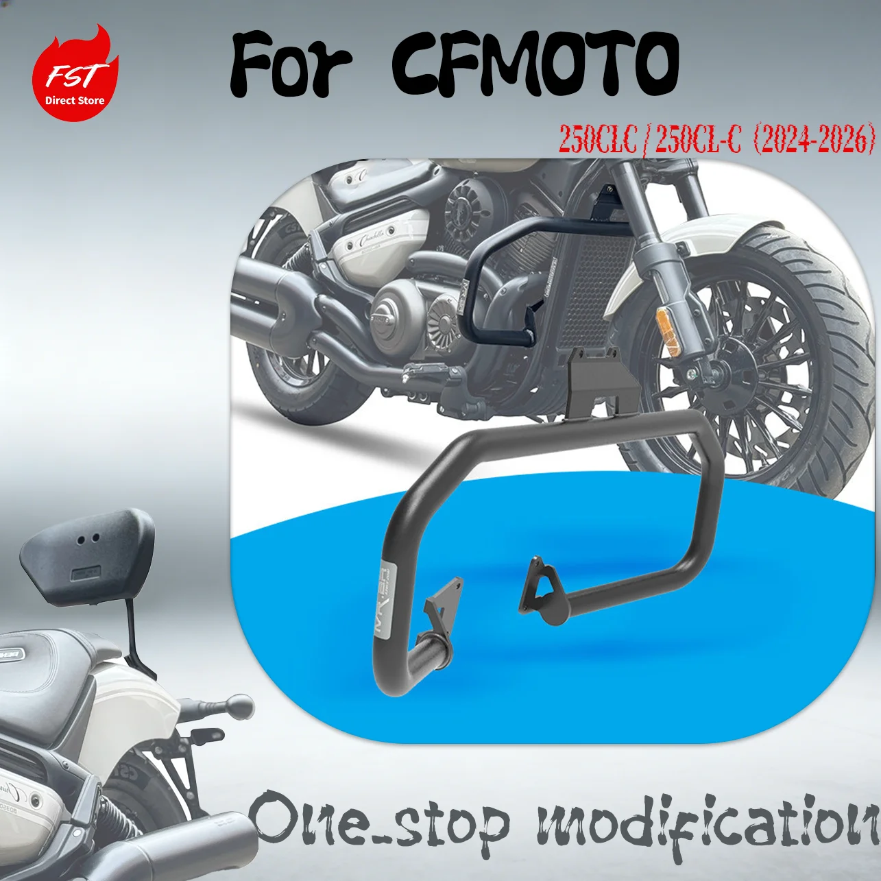 For CFMOTO 250CLC 250CL-C Highway Crash Bars Anti-Fall Protector Rear Luggage Rack Passenger Backrest Modified Accessories
For CFMOTO 250CLC 250CL-C Highway Crash Bars Anti-Fall Protector Rear Luggage Rack Passenger Backrest Modified Accessories