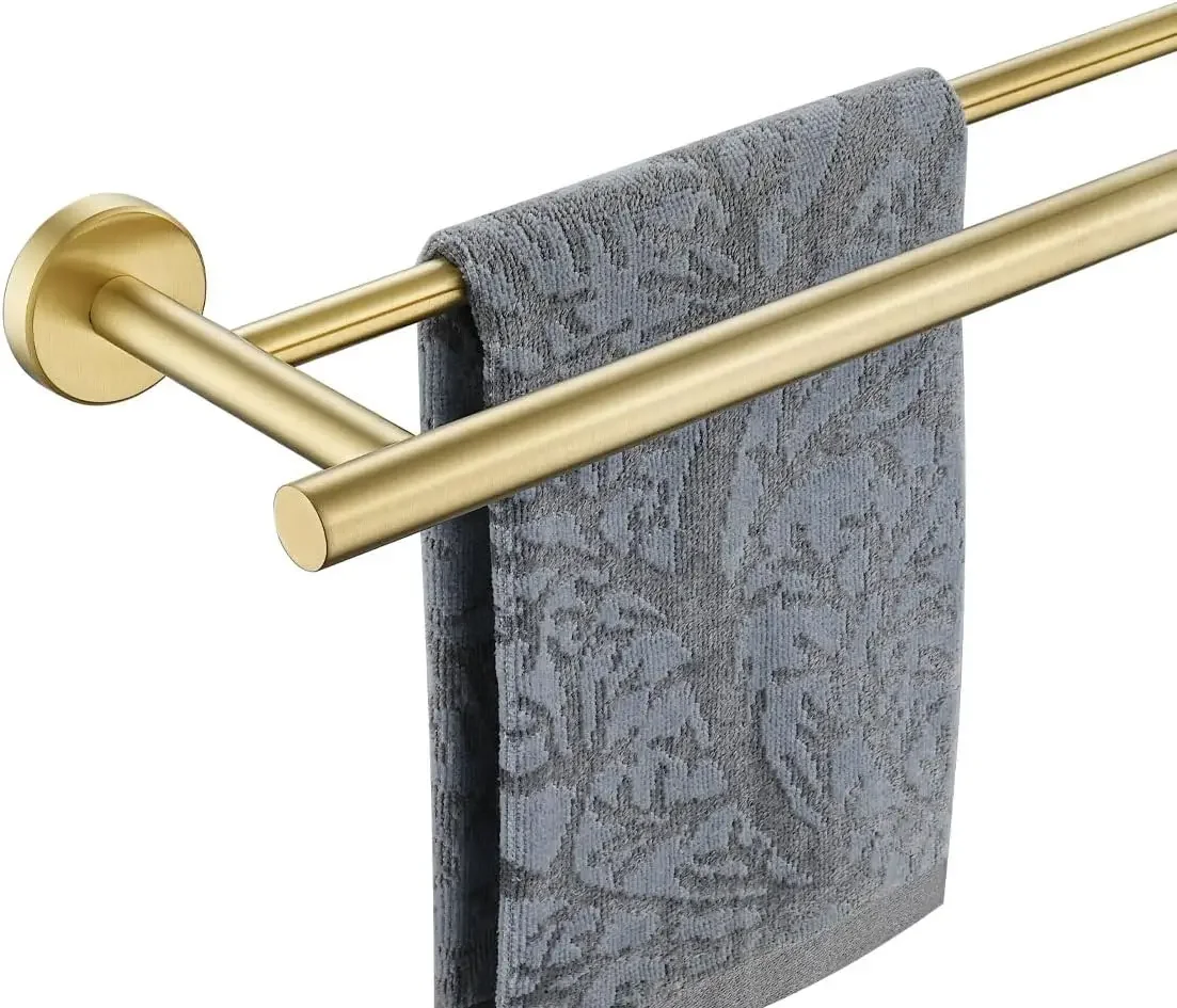 Double towel rail, brass gold bathroom towel holder, stainless steel thickened 0.8mm towel rack wall mounted brushed gold
Double towel rail, brass gold bathroom towel holder, stainless steel thickened 0.8mm towel rack wall mounted brushed gold