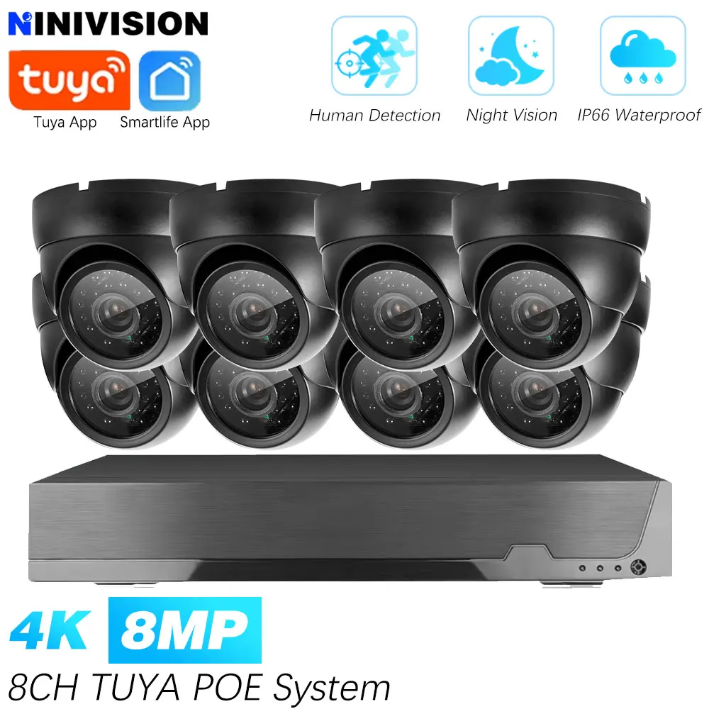 Smart 4K 8CH POE NVR 8MP H.265 Security Camera System Tuya 8MP IP Camera Indoor Outdoor Human Detection Video Surveillance Kit
Smart 4K 8CH POE NVR 8MP H.265 Security Camera System Tuya 8MP IP Camera Indoor Outdoor Human Detection Video Surveillance Kit