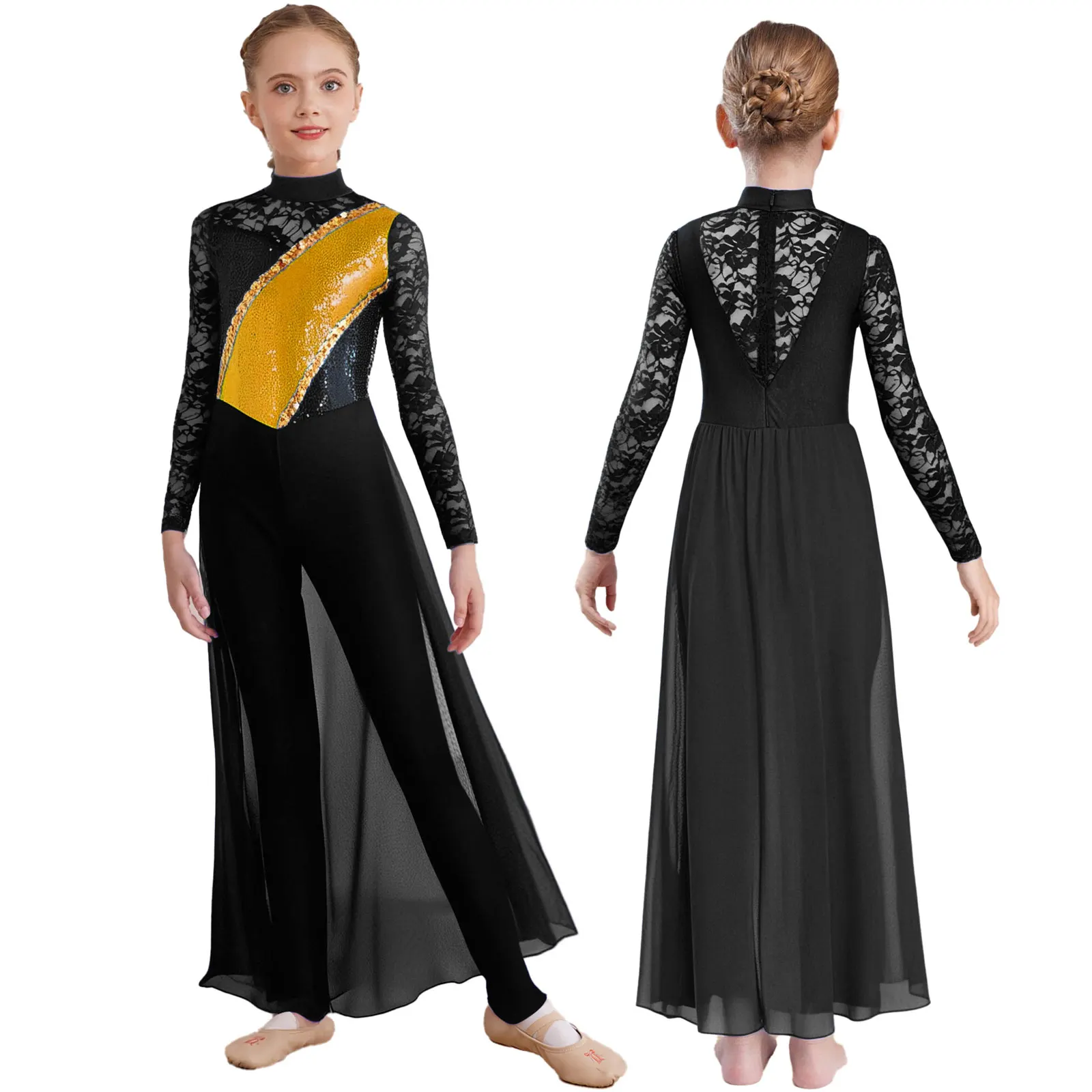 Kids Girls Gymnastics Figure Skating Dance Jumpsuit Floral Lace Long Sleeve Sequins Chiffon Skirt Unitard Ballet Dance Costume
Kids Girls Gymnastics Figure Skating Dance Jumpsuit Floral Lace Long Sleeve Sequins Chiffon Skirt Unitard Ballet Dance Costume