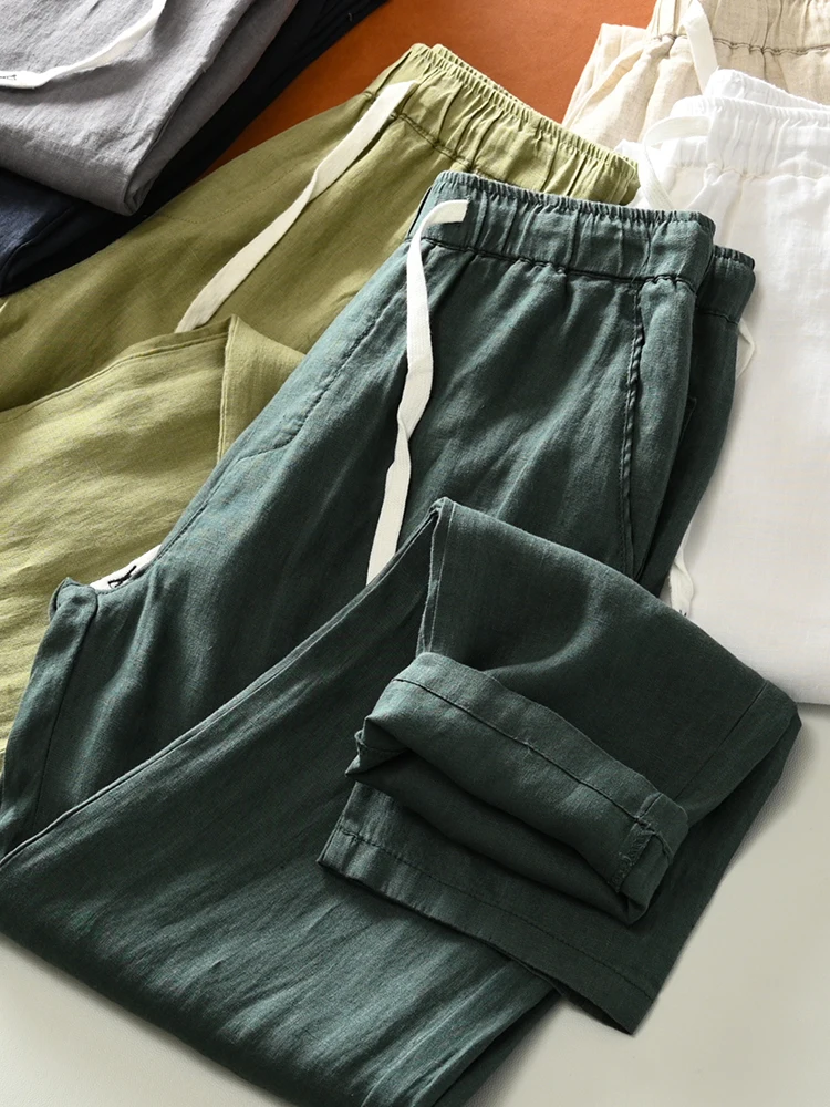 Lightweight Loose Fit Pure Linen Casual Pants for Men Summer Fashion City Style Elastic Waist Straight Leg Thin Model
Lightweight Loose Fit Pure Linen Casual Pants for Men Summer Fashion City Style Elastic Waist Straight Leg Thin Model
