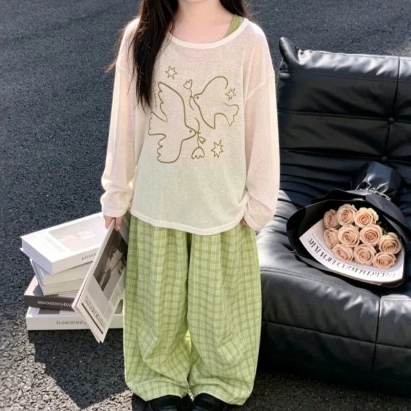 Kids Sleeveless Cover Up Plaid Wide Leg Pants Set Cute Cartoon Print Breathable Soft Cotton Casual Loose Fit Outfit for Girls
Kids Sleeveless Cover Up Plaid Wide Leg Pants Set Cute Cartoon Print Breathable Soft Cotton Casual Loose Fit Outfit for Girls