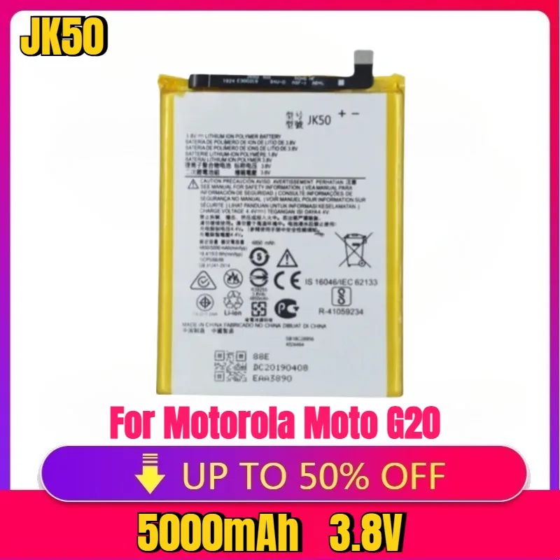 New JK50 Battery For Motorola Moto G20 XT2128-1 64GB GSM G7 Power XT1955 XT1942-1 Z3 XT1941 G30 P30 Note Phone Bateria 5000mAh
New JK50 Battery For Motorola Moto G20 XT2128-1 64GB GSM G7 Power XT1955 XT1942-1 Z3 XT1941 G30 P30 Note Phone Bateria 5000mAh
