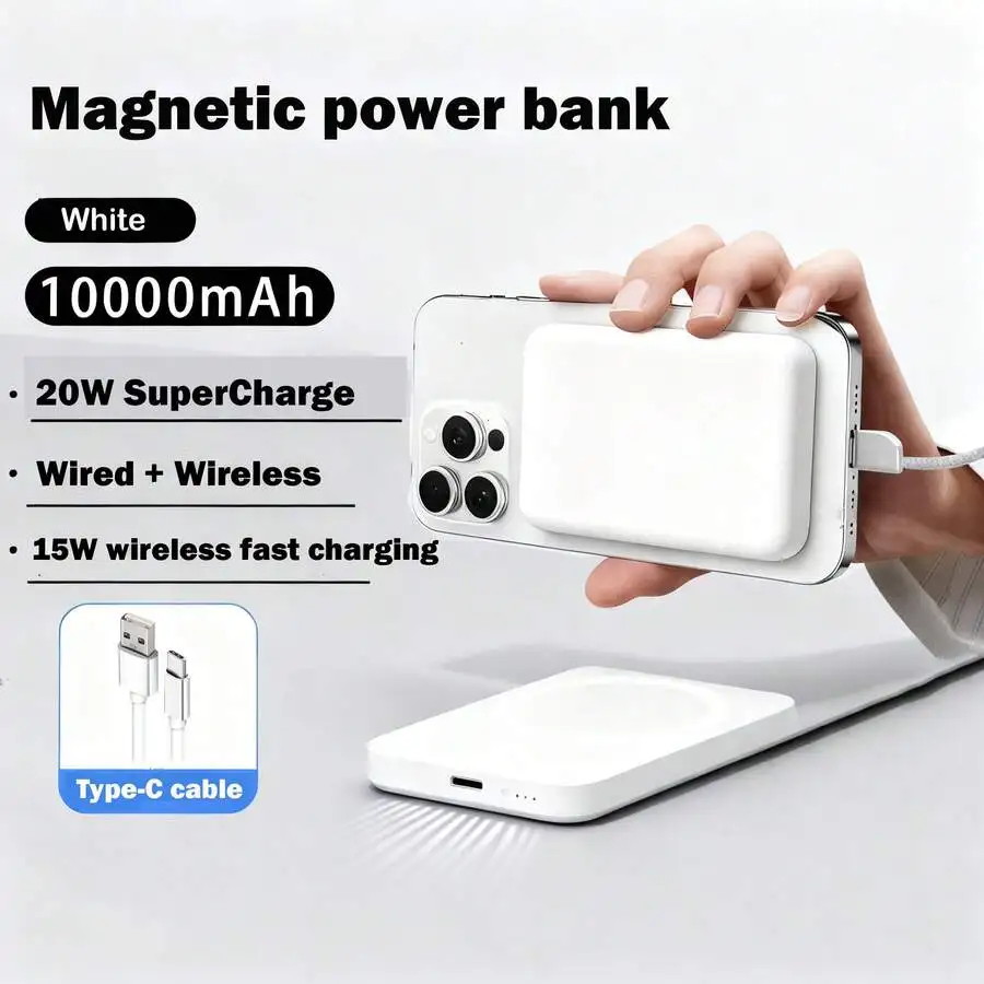 Magnetic Wireless Power Bank 10000mAh Ultra Slim Fast Charging Portable Charger For IPhone 17/16/15/14/13/12 Cell Phone
Magnetic Wireless Power Bank 10000mAh Ultra Slim Fast Charging Portable Charger For IPhone 17/16/15/14/13/12 Cell Phone
