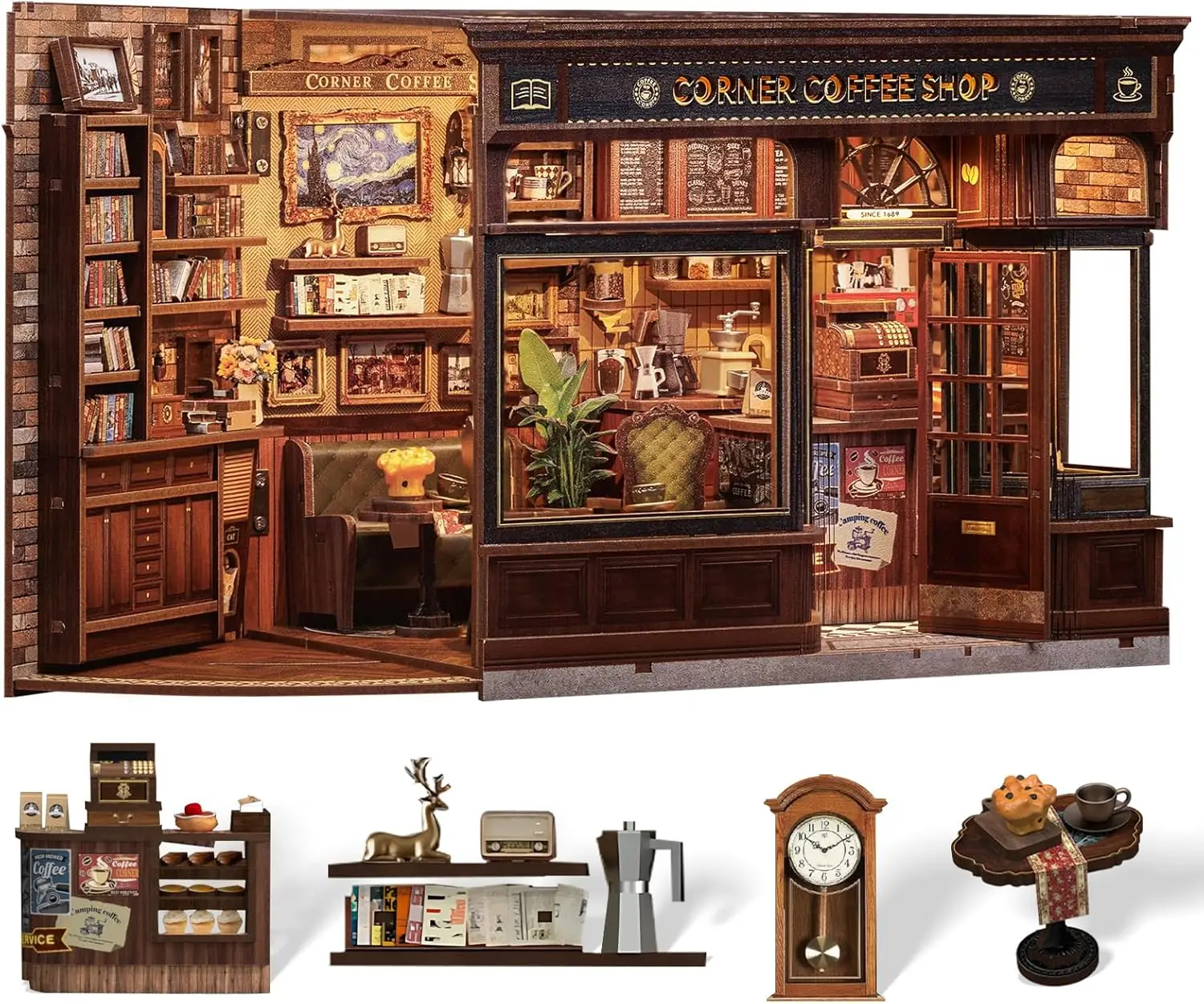 Набор миниатюрных книжных уголок для кофейни своими руками — 3D деревянная головоломка со светодиодной подсветкой, идеальный подарок для взрослых и подростков
Набор миниатюрных книжных уголок для кофейни своими руками — 3D деревянная головоломка со светодиодной подсветкой, идеальный подарок для взрослых и подростков