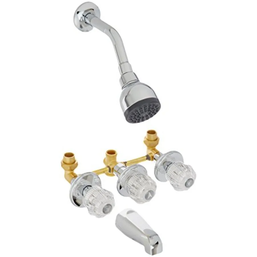 Bathtub and Shower Faucet Set for residential use, chrome-plated brass, chrome color, three-handle one-spray design with 5-year
Bathtub and Shower Faucet Set for residential use, chrome-plated brass, chrome color, three-handle one-spray design with 5-year