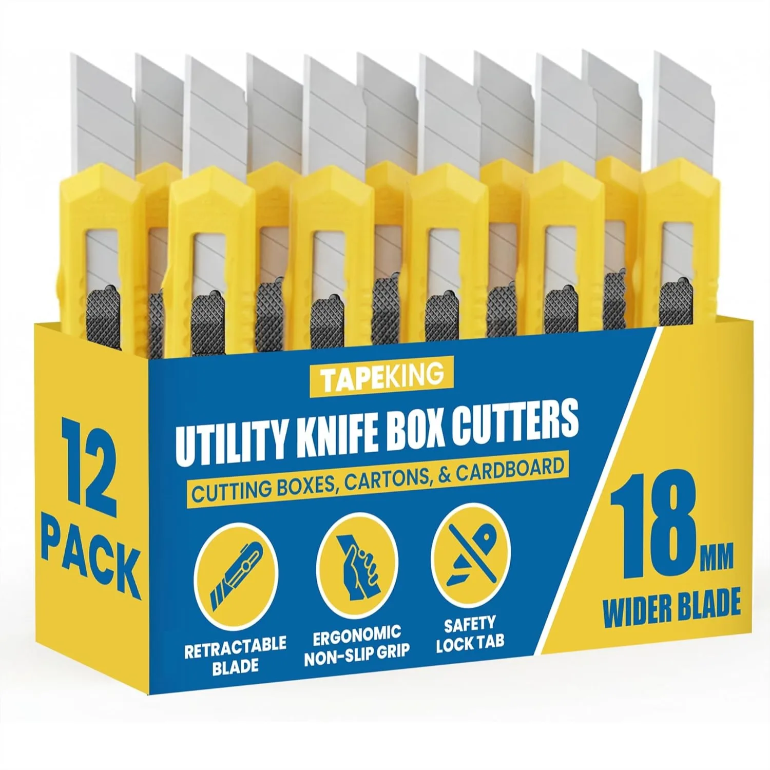 Utility Knife Set 12 Pack 18mm Wide Blade Box Cutter Retractable Compact Versatile For Home Crafts Warehouse Cartons Cardboard Office Supplies Packaging
Utility Knife Set 12 Pack 18mm Wide Blade Box Cutter Retractable Compact Versatile For Home Crafts Warehouse Cartons Cardboard Office Supplies Packaging