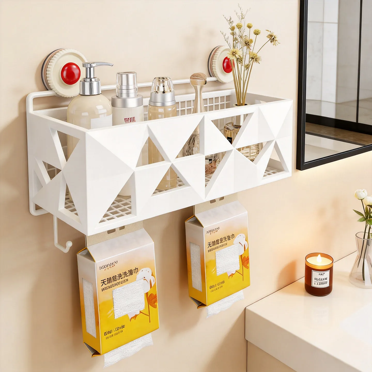 Suction Cup Heavy Duty Storage Basket, Punch-Free Wall Mount Organizer With Hooks For Bathroom Towel Tissue Washstand
Suction Cup Heavy Duty Storage Basket, Punch-Free Wall Mount Organizer With Hooks For Bathroom Towel Tissue Washstand