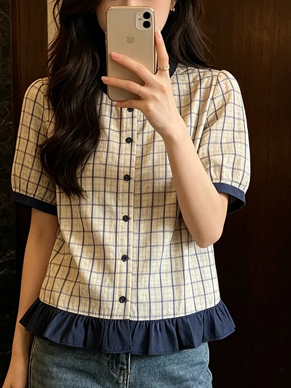 Fashionable Summer 2026 plus Size Women's Shirt with Ruffle Collar Plaid Short Sleeve Versatile Ageless Korean Style Commute ...
Fashionable Summer 2026 plus Size Women's Shirt with Ruffle Collar Plaid Short Sleeve Versatile Ageless Korean Style Commute ...
