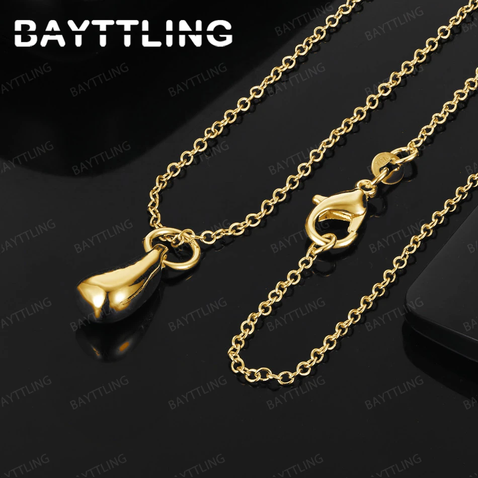 925 Sterling Silver 18K Gold 16-30 Inch Exquisite Teardrop Pendant Necklace, Stylish Women's Wedding Jewelry Gift
925 Sterling Silver 18K Gold 16-30 Inch Exquisite Teardrop Pendant Necklace, Stylish Women's Wedding Jewelry Gift