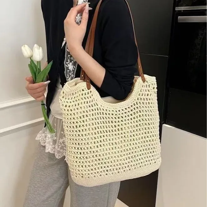 Vintage Hollow Design Woven Women Shoulder Bag Knitting Large Capacity Handbags Summer Travel Shopper Tote For Ladies Beach Bags
Vintage Hollow Design Woven Women Shoulder Bag Knitting Large Capacity Handbags Summer Travel Shopper Tote For Ladies Beach Bags