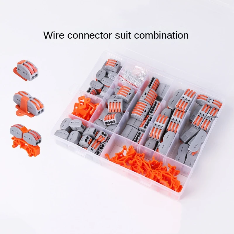 120 Pieces Lever Wire Connectors With Brackets And Screws Quick Connect Electrical Splicing Kit For Compact Inline Terminals
120 Pieces Lever Wire Connectors With Brackets And Screws Quick Connect Electrical Splicing Kit For Compact Inline Terminals
