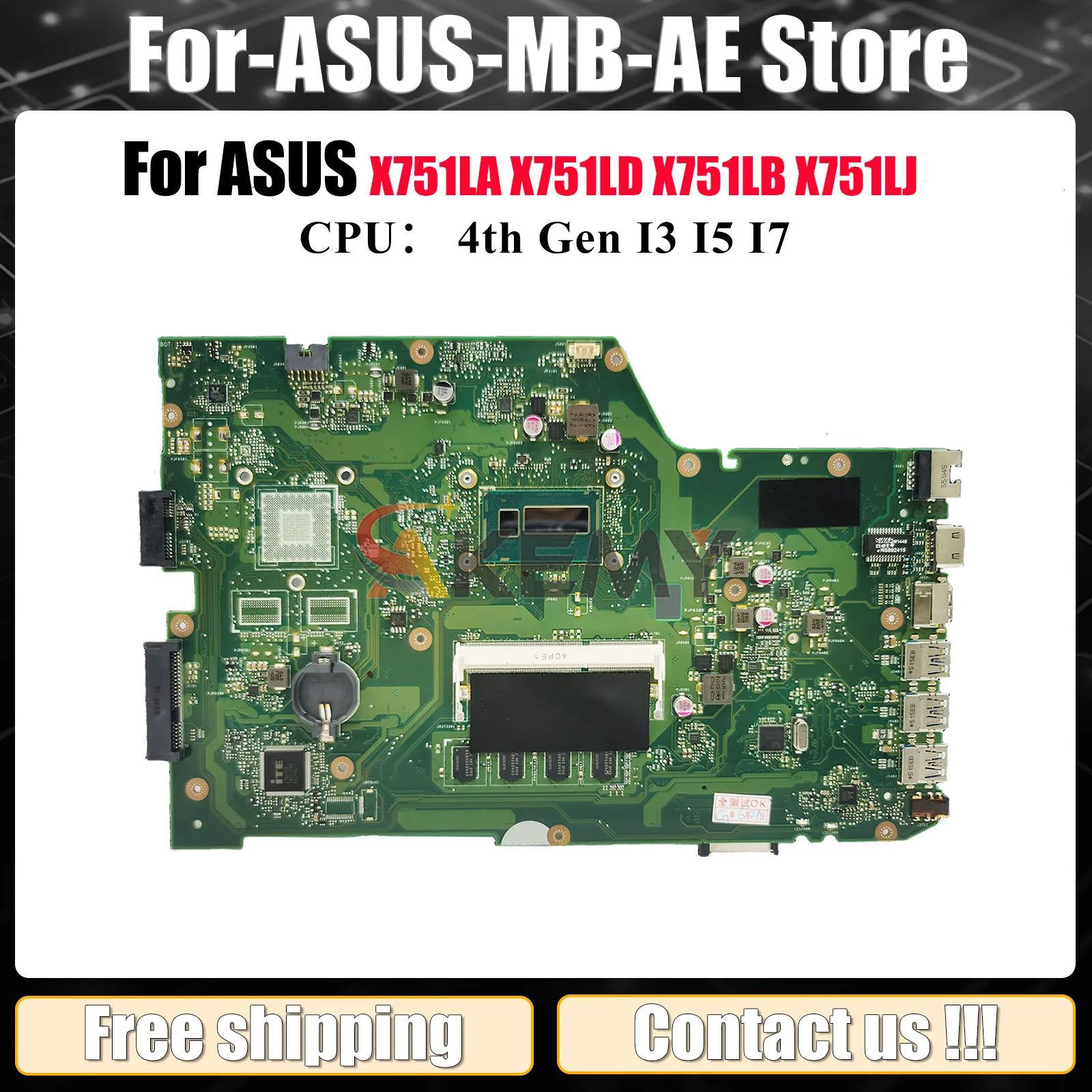 X751LA Материнская плата для ноутбука ASUS X751LN K751L X751LJ A751L X751LD X751LB X751LDV X751LK F751L X751L Материнская плата с процессором I3 I5 I7
X751LA Материнская плата для ноутбука ASUS X751LN K751L X751LJ A751L X751LD X751LB X751LDV X751LK F751L X751L Материнская плата с процессором I3 I5 I7