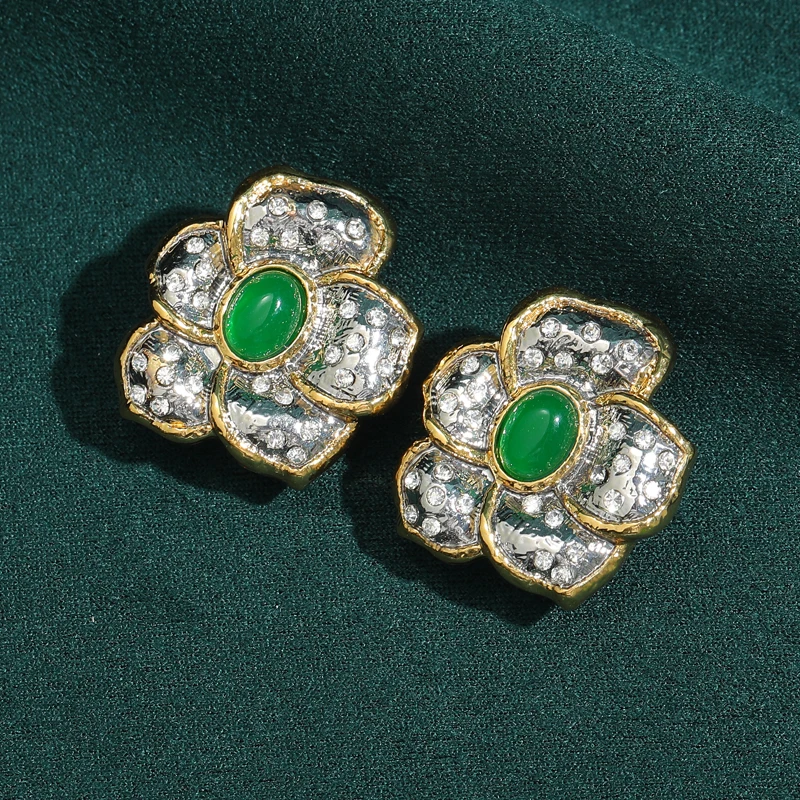 Vintage Silver Color Flower Stud Earring Unique Natural Stone Jewelry Green Agate Inlay Designer Retro Vogue Female 2026 Wedding
Vintage Silver Color Flower Stud Earring Unique Natural Stone Jewelry Green Agate Inlay Designer Retro Vogue Female 2026 Wedding