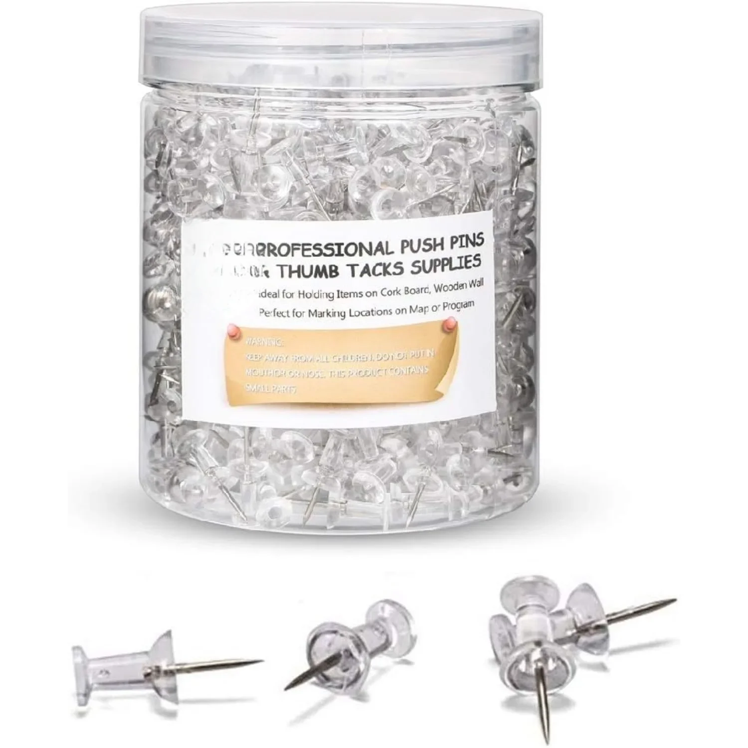 Thumbtack 600 counts, standard clear thumbnail steel points and clear plastic heads
Thumbtack 600 counts, standard clear thumbnail steel points and clear plastic heads