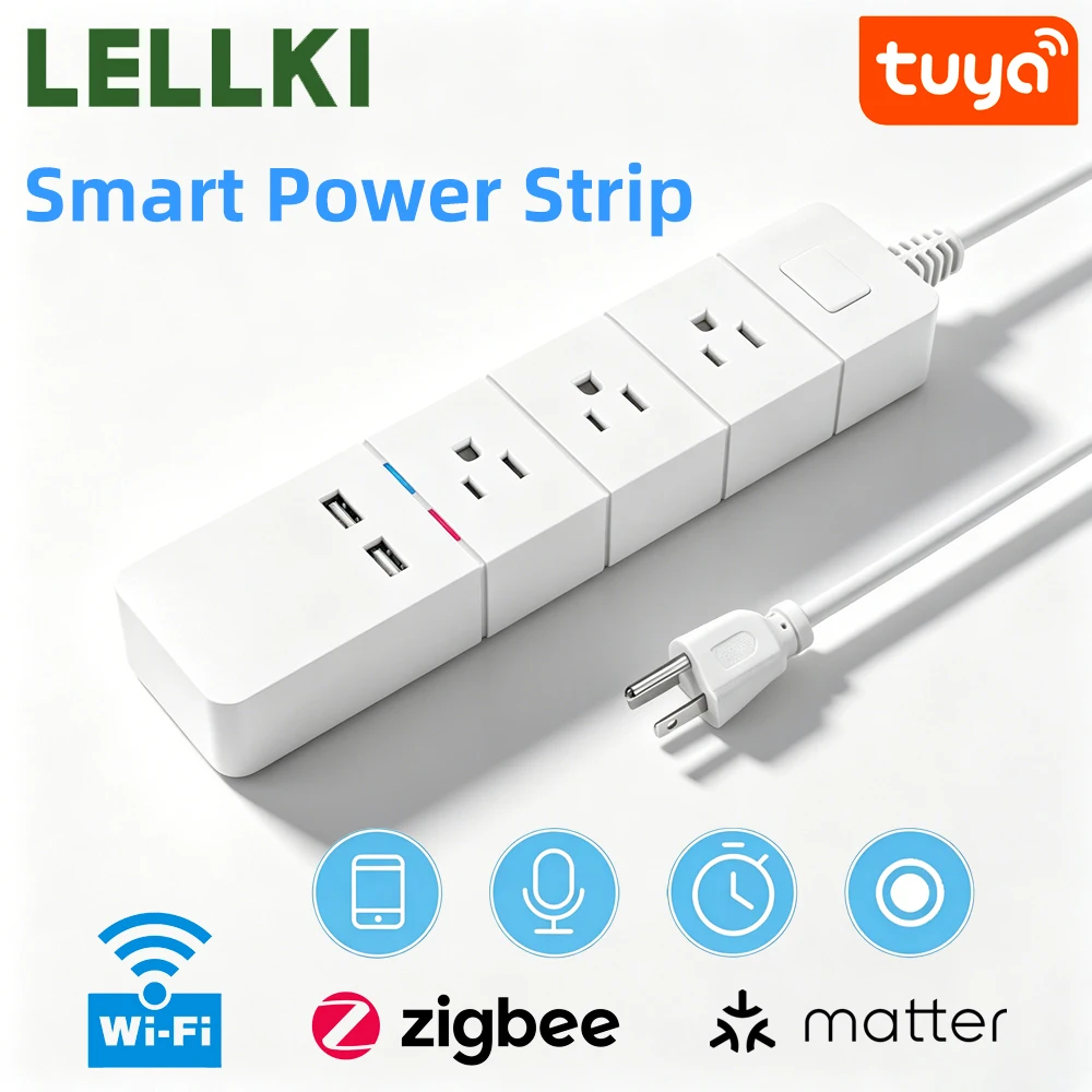 LELLKI US ZigBee/Matter/WiFi Smart Power Strip Voice Remote Control Work With Tuya Smart Life Siri Google Home Alexa Socket
LELLKI US ZigBee/Matter/WiFi Smart Power Strip Voice Remote Control Work With Tuya Smart Life Siri Google Home Alexa Socket