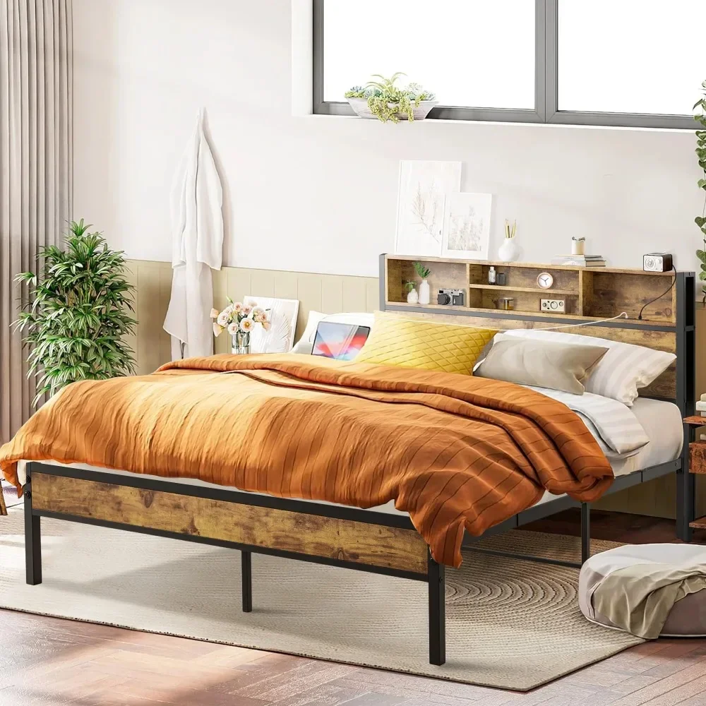 Modern Full Bed Frame With Storage Headboard, Wood Platform Bed Frame With Charging Station USB Outlet for Kids Teens Adults
Modern Full Bed Frame With Storage Headboard, Wood Platform Bed Frame With Charging Station USB Outlet for Kids Teens Adults