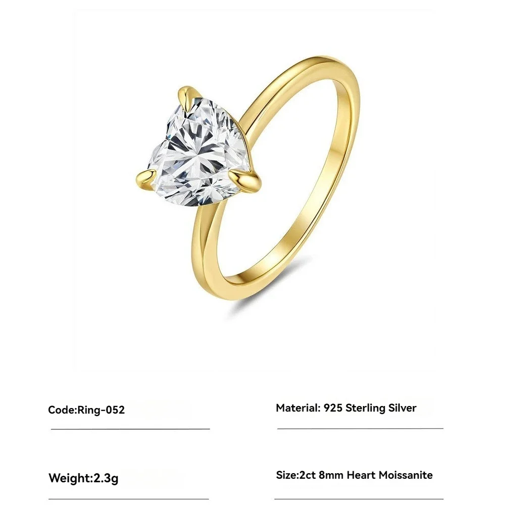 8mm 2ct D Color Heart Moissanite Gold Plated Bridal Ring - Wedding Band Ring & Engagement Jewelry Gift for Women
8mm 2ct D Color Heart Moissanite Gold Plated Bridal Ring - Wedding Band Ring & Engagement Jewelry Gift for Women