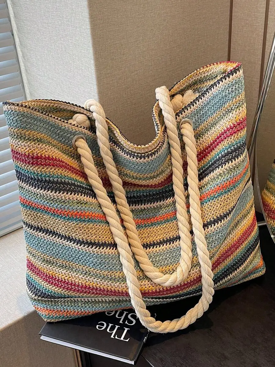 Rainbow Shoulder Tote Bag, Travachic Simple Design Large Capacity Shopping Bag
Rainbow Shoulder Tote Bag, Travachic Simple Design Large Capacity Shopping Bag