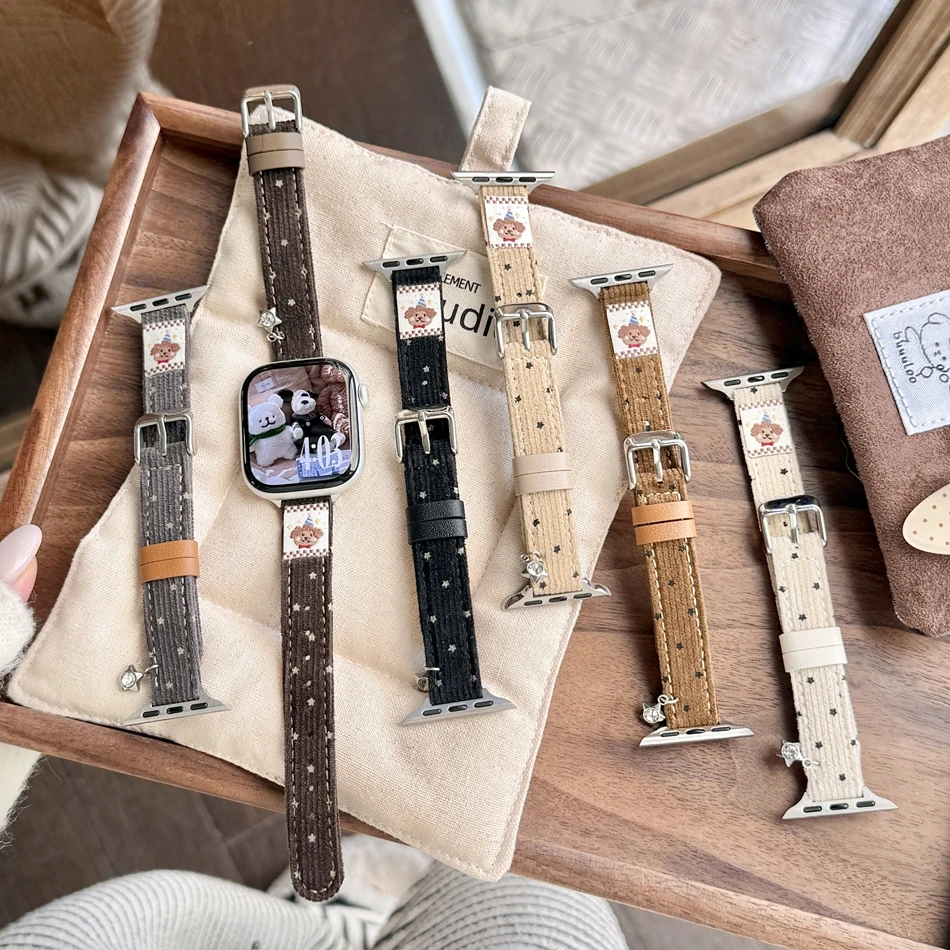 Вельветовый кожаный браслет с милой собачкой и звездой для Apple Watch Band S11/10/9/8/7/6/Ultra iWatch Ремешок 49/46/45/44/42/41/40/38 мм Стильный
Вельветовый кожаный браслет с милой собачкой и звездой для Apple Watch Band S11/10/9/8/7/6/Ultra iWatch Ремешок 49/46/45/44/42/41/40/38 мм Стильный