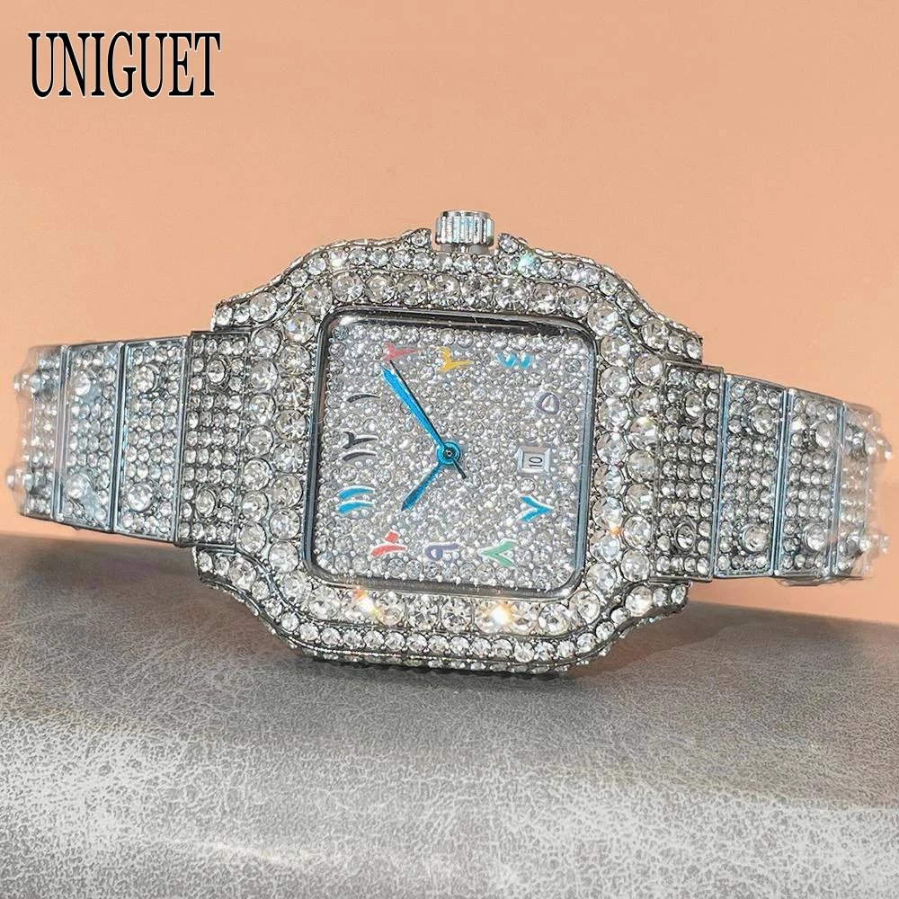 UNIGUET Diamond Watch For Women Elegant Iced Out Shiny Jewelry Clock Girl Fashion Colored Arabic Numerals Square Wristwatch Lady
UNIGUET Diamond Watch For Women Elegant Iced Out Shiny Jewelry Clock Girl Fashion Colored Arabic Numerals Square Wristwatch Lady