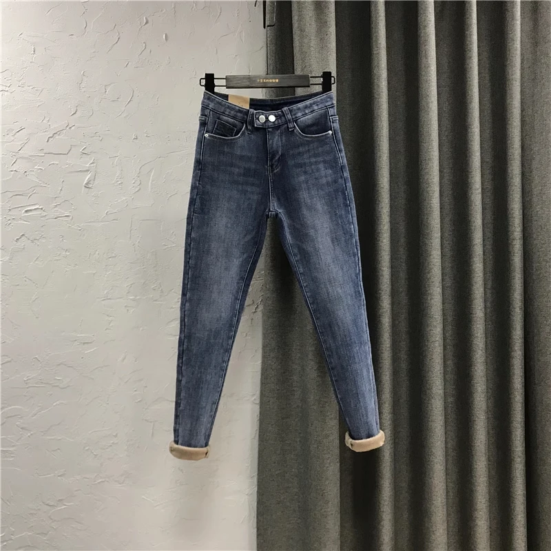 Smoke Gray Pencil Denim Pants Women's New Fall And Winter Slim Thickened And Velvet High-Waisted Bottoming Leggings
Smoke Gray Pencil Denim Pants Women's New Fall And Winter Slim Thickened And Velvet High-Waisted Bottoming Leggings