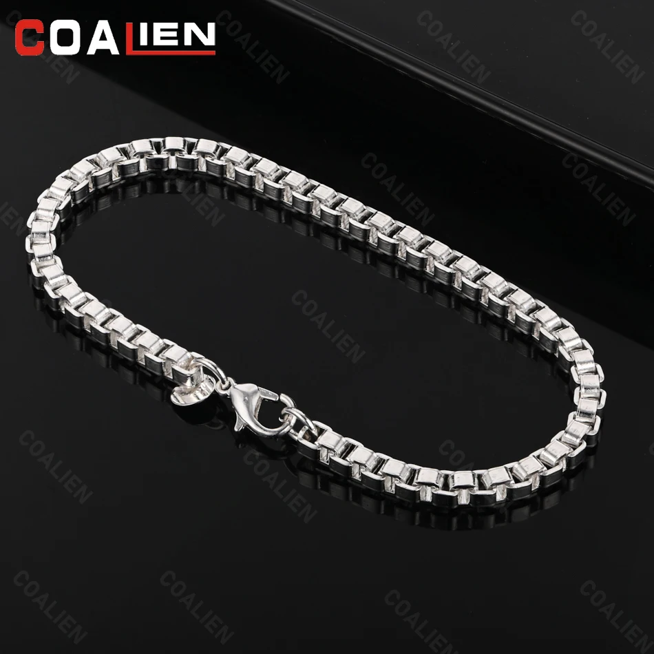 COALIEN 925 Sterling Silver 4mm Box Chain Bracelet Women Charm Fashion Personality Wedding Party Gift Jewelry
COALIEN 925 Sterling Silver 4mm Box Chain Bracelet Women Charm Fashion Personality Wedding Party Gift Jewelry