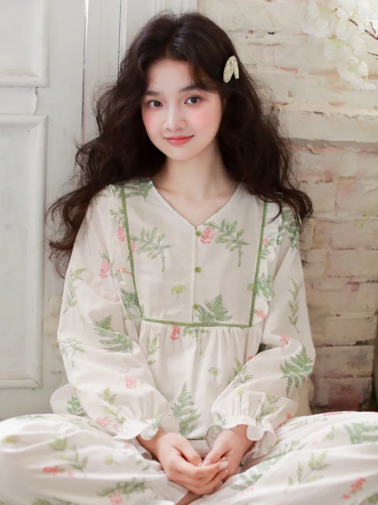 2025 New Sweet girl spring autumn long sleeve pajamas pure cotton gauze country style pullover can be worn outside home clothes
2025 New Sweet girl spring autumn long sleeve pajamas pure cotton gauze country style pullover can be worn outside home clothes