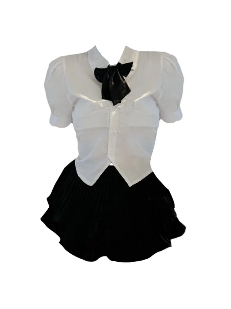 Japanese Preppy Style Outfits 2 Piece Set Polo-Neck Shirts Puff Sleeve + Elastic Waist Black A-Line Skirt Party Prom Classical
Japanese Preppy Style Outfits 2 Piece Set Polo-Neck Shirts Puff Sleeve + Elastic Waist Black A-Line Skirt Party Prom Classical