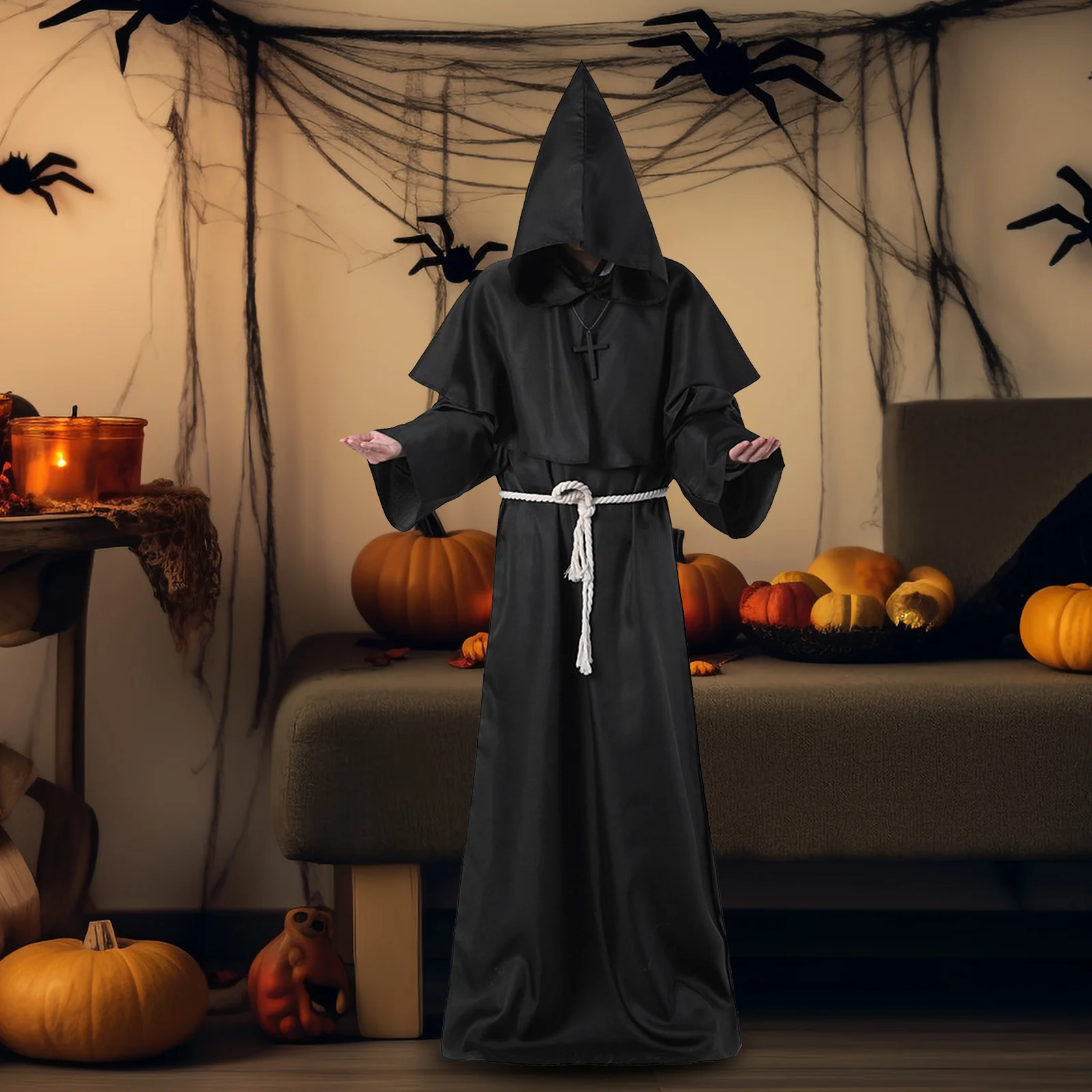 Medieval Monk Robe Wizard Halloween Cosplay Suit Men Herren Gewand Hooded Cape Polyester Stage Performance
Medieval Monk Robe Wizard Halloween Cosplay Suit Men Herren Gewand Hooded Cape Polyester Stage Performance