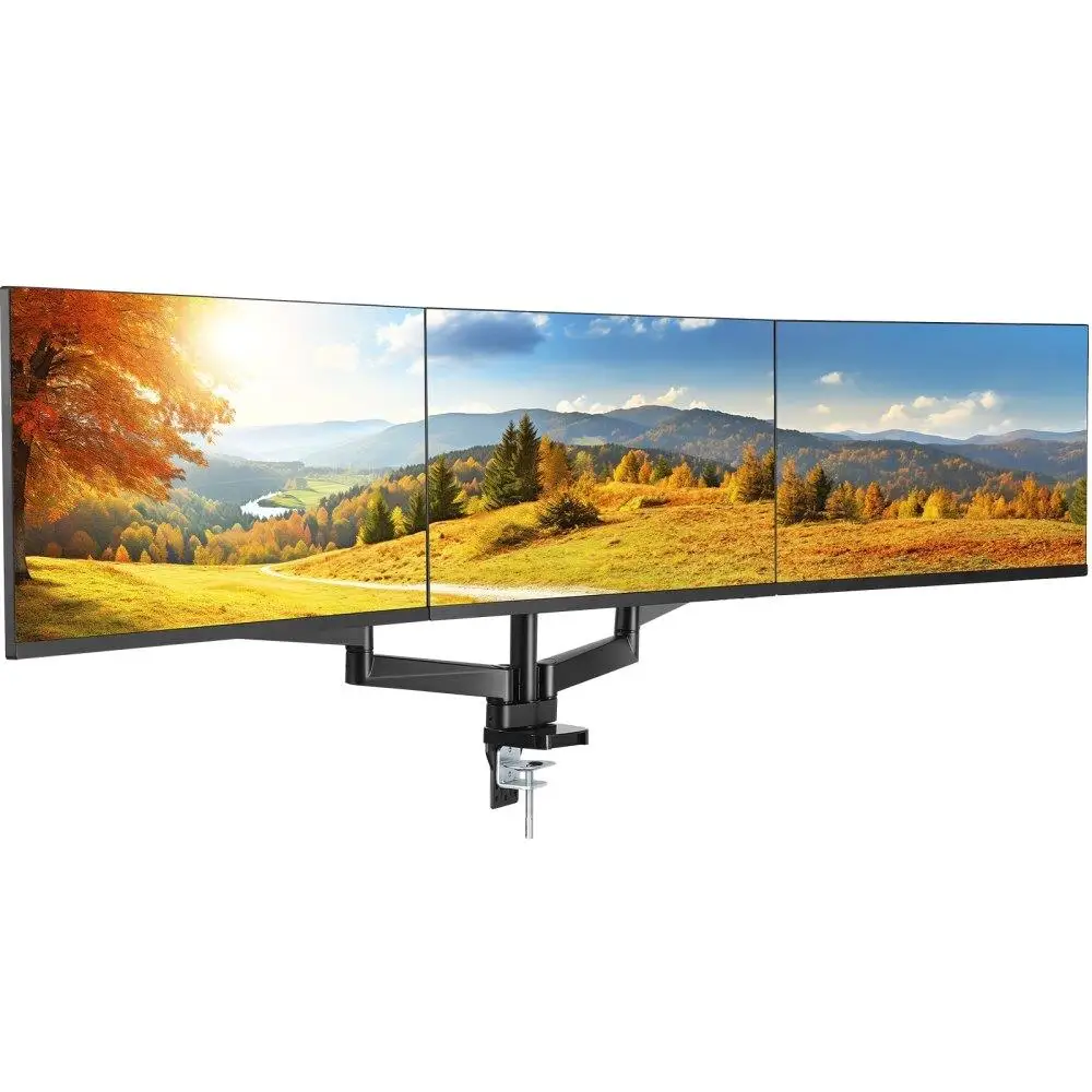 Triple Stand with Gas Adjustable Arms for 13 to 27 Inch Screens VESA Mount 75 or 100mm Supports Up to 20lbs Each
Triple Stand with Gas Adjustable Arms for 13 to 27 Inch Screens VESA Mount 75 or 100mm Supports Up to 20lbs Each