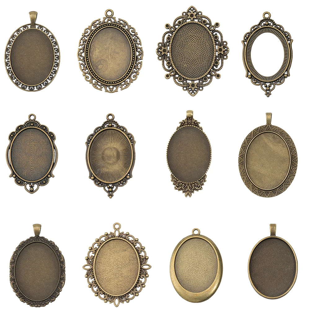 12Pcs 12 Style Alloy Pendant Cabochon Settings Mixed Shapes DIY Findings for Jewelry Making Bronze Tray: 40x30mm
12Pcs 12 Style Alloy Pendant Cabochon Settings Mixed Shapes DIY Findings for Jewelry Making Bronze Tray: 40x30mm