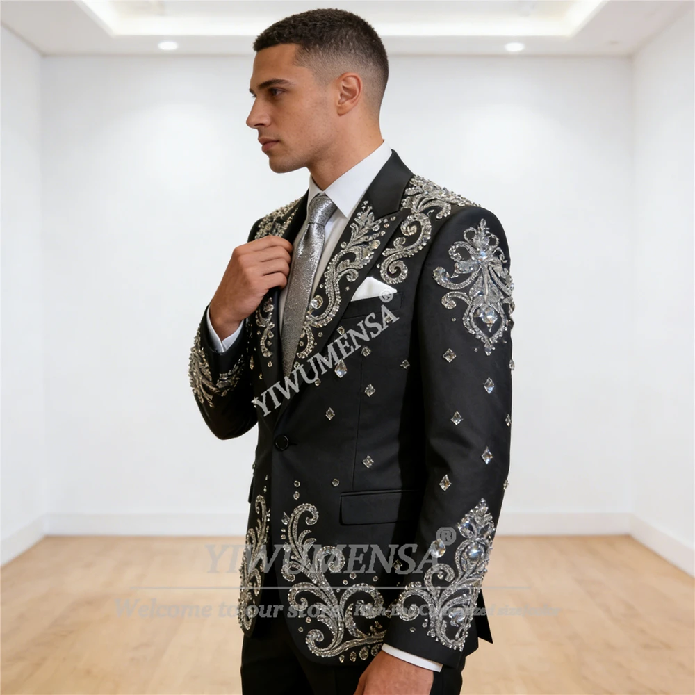 Luxury Beaded Stones Suit Attire For Men Single Breasted Jacket Trousers 2 Piece Set Wedding Groom Tuxedos Trajes Para Hombre
Luxury Beaded Stones Suit Attire For Men Single Breasted Jacket Trousers 2 Piece Set Wedding Groom Tuxedos Trajes Para Hombre