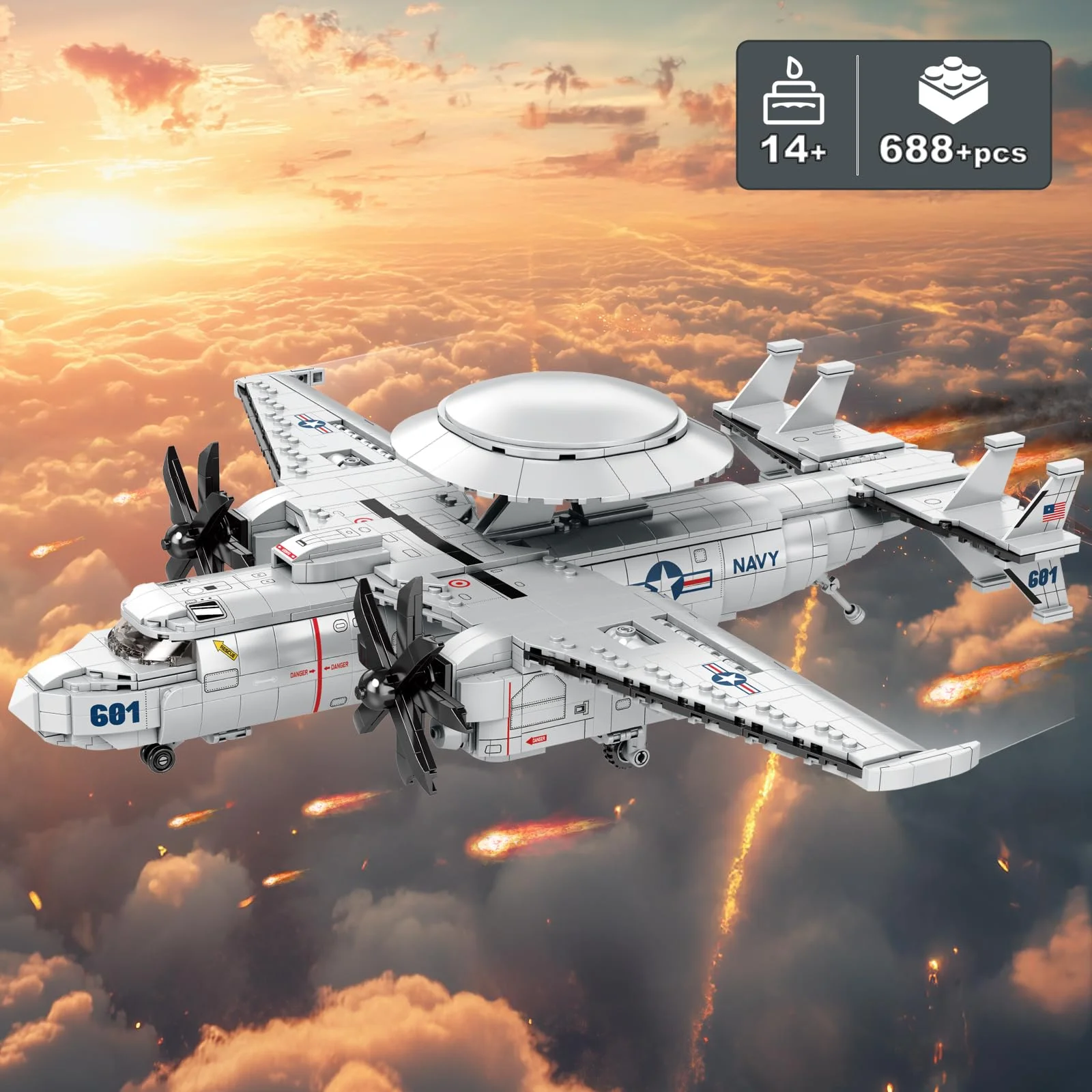 1126PCS E2 Early Warning Aircraft Building Blocks Military Air Force Fighter Plane Model Bricks Desktop Ornaments Kids Toys Gift
1126PCS E2 Early Warning Aircraft Building Blocks Military Air Force Fighter Plane Model Bricks Desktop Ornaments Kids Toys Gift