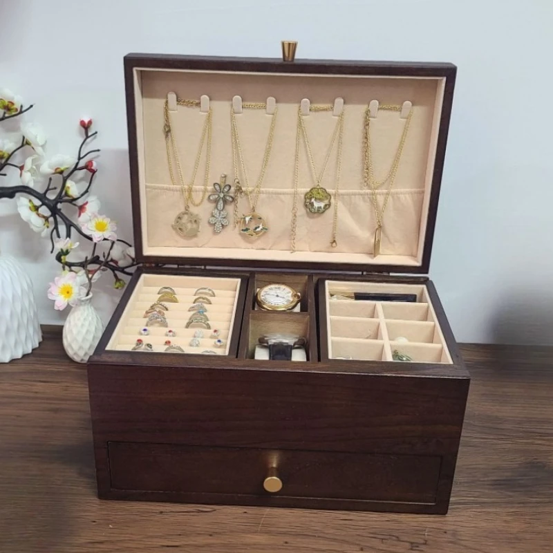 Solid Wood Jewelry Box Retro Drawer Jewelry Storage Boxes Watch Necklace Bracelet Jewellery Case Watches Earrings Ring Organizer 
Solid Wood Jewelry Box Retro Drawer Jewelry Storage Boxes Watch Necklace Bracelet Jewellery Case Watches Earrings Ring Organizer