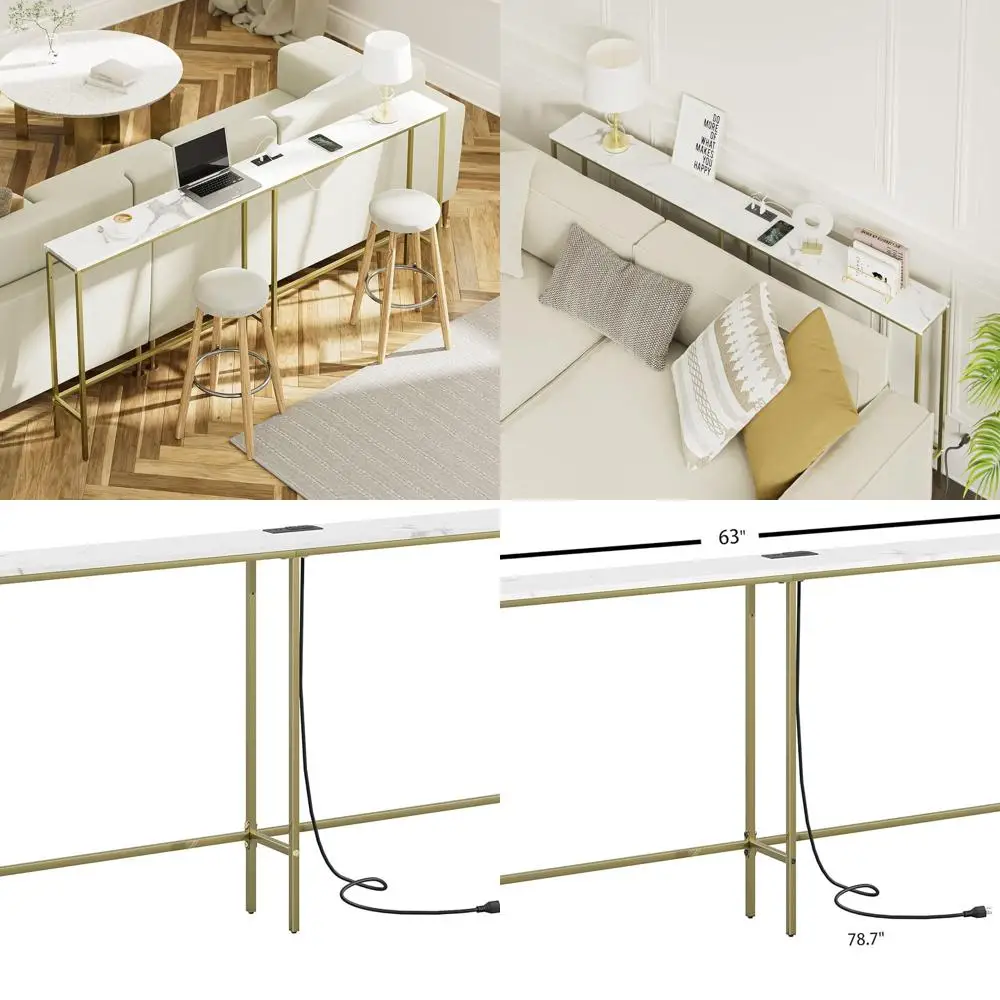 Современный тонкий консольный столик 70,9 с розеткой, золотой каркас, мраморно-белый для гостиной и прихожей
Современный тонкий консольный столик 70,9 с розеткой, золотой каркас, мраморно-белый для гостиной и прихожей