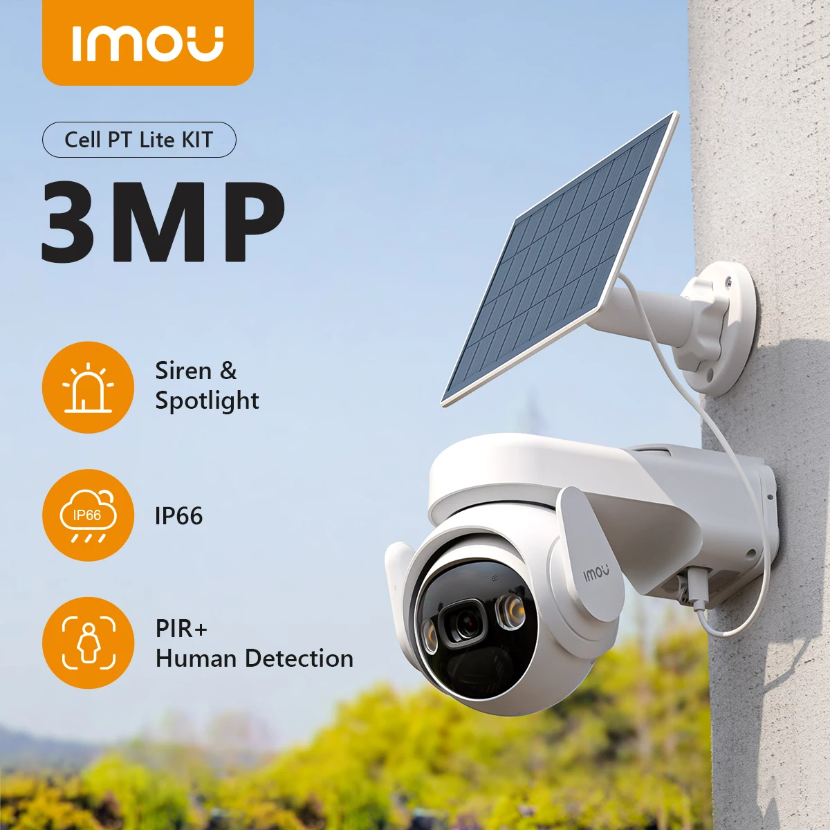 IMOU Cell PT Lite Solar Panel Kit 3MP Wi-Fi Camera 5000mAh Battery Human Detection IP66 Weatherproof Home Security Camera Type-C
IMOU Cell PT Lite Solar Panel Kit 3MP Wi-Fi Camera 5000mAh Battery Human Detection IP66 Weatherproof Home Security Camera Type-C