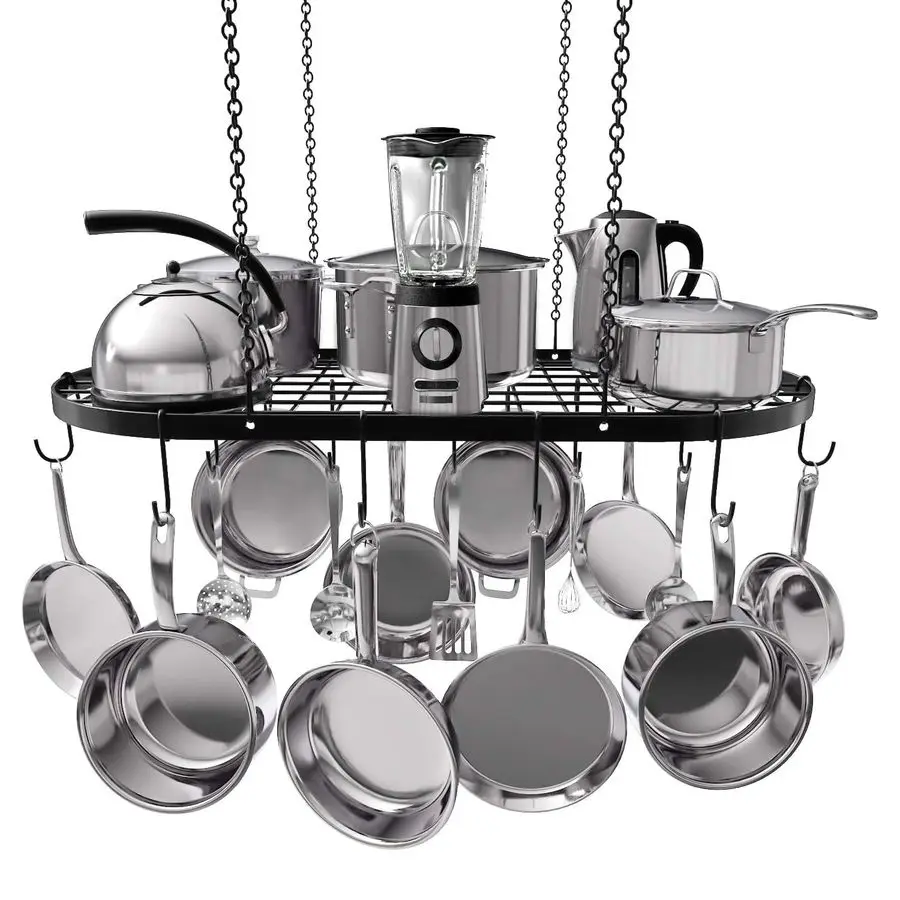 HeavyDuty Hanging Pot Rack 33x17 Inches Stylish Black Alloy Steel Ceiling Storage with 15 Hooks Organize Kitchen Cookware and Ut
HeavyDuty Hanging Pot Rack 33x17 Inches Stylish Black Alloy Steel Ceiling Storage with 15 Hooks Organize Kitchen Cookware and Ut