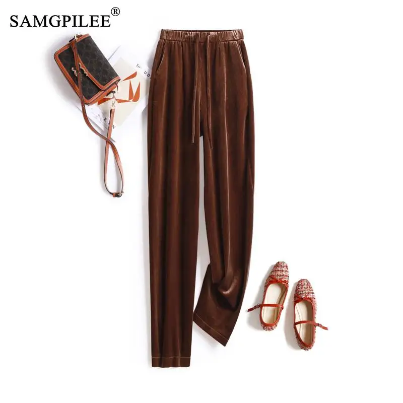 Women's Pants 2023 Autumn Winter New European Embossed Gold Velvet Natural Waist Harem Belted Cuff Nine Point Woman Clothing
Women's Pants 2023 Autumn Winter New European Embossed Gold Velvet Natural Waist Harem Belted Cuff Nine Point Woman Clothing