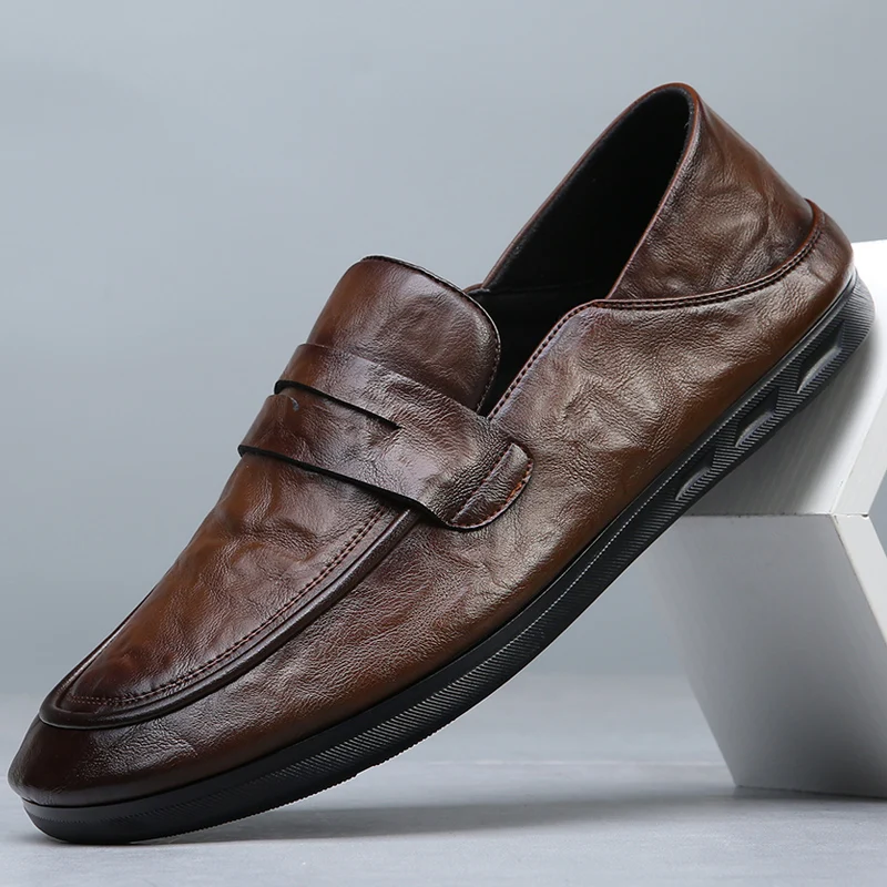 Vintage Black Leather Penny Loafers Men Slip On Casual Shoes Soft Business Office Driving Shoes Comfortable Business Footwear
Vintage Black Leather Penny Loafers Men Slip On Casual Shoes Soft Business Office Driving Shoes Comfortable Business Footwear